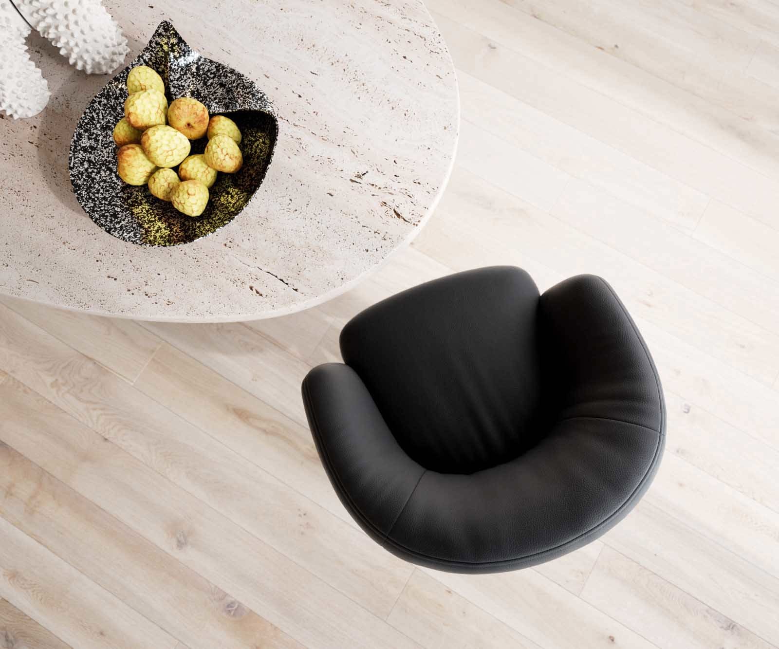 Chaise-pivotante Caja-Flex avec accoudoirs cuir de vache noir pied croisé large noir pivotement sur 360° ressorts ensachés 3 Chaise-pivotante Caja-Flex avec accoudoirs cuir de vache noir pied croisé large noir pivotement sur 360° ressorts ensachés 3
