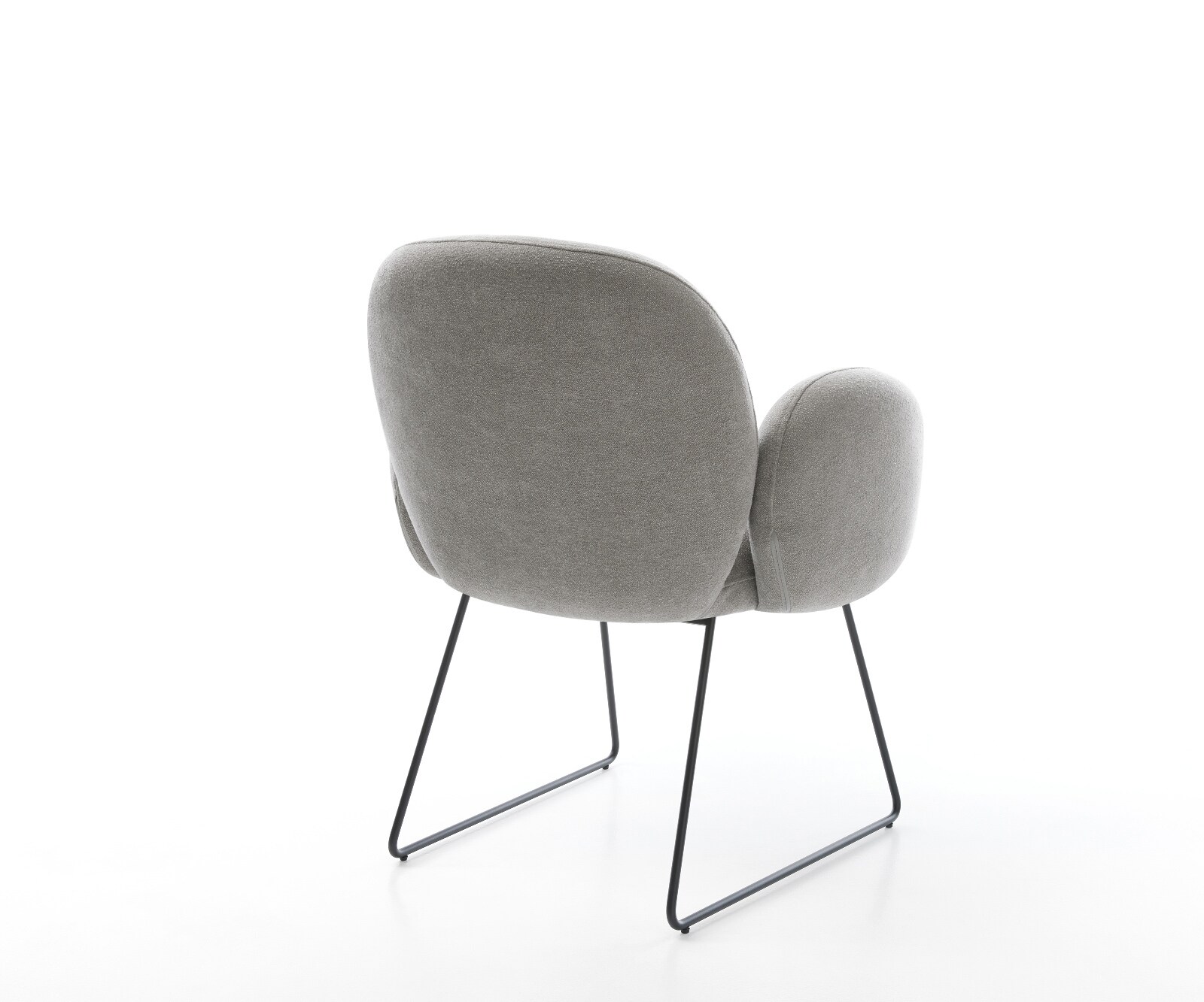 Chaise-de-salle-à-manger Nube-Flex avec accoudoirs tissu structuré doux gris pied trapèze noir resorts ensachés 5