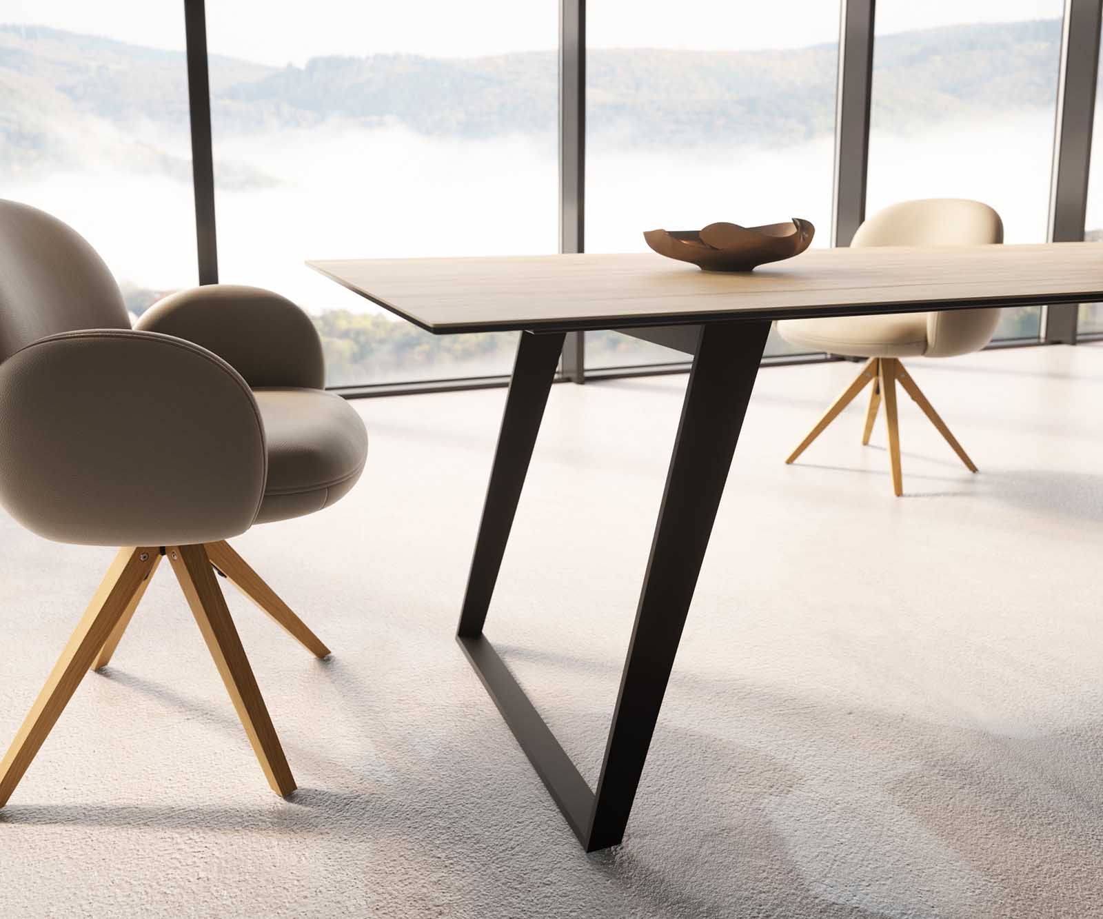 Table à manger Edge 300x100 céramique Laminam® Sabbia couleur chêne métal incliné noir 3 Table à manger Edge 300x100 céramique Laminam® Sabbia couleur chêne métal incliné noir 3