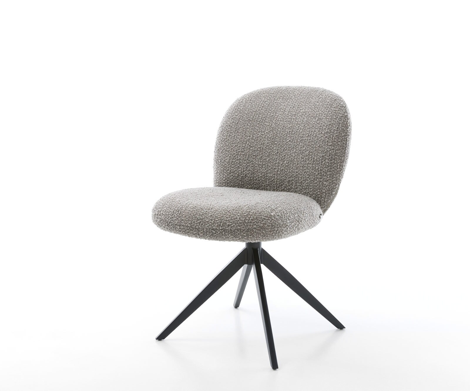 Chaise-pivotante Nube-Flex bouclé gris argenté pied croisé large noir pivotement sur 360° ressorts ensachés