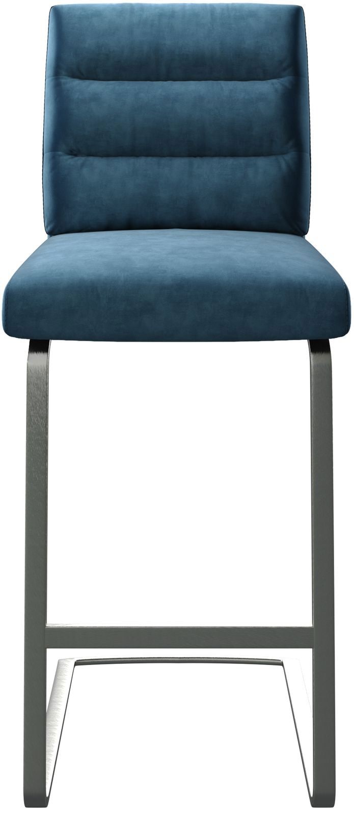 Chaise-de-bar Pela-Flex velours bleu chaise cantilever acier plat inoxydable 3 Chaise-de-bar Pela-Flex velours bleu chaise cantilever acier plat inoxydable 3