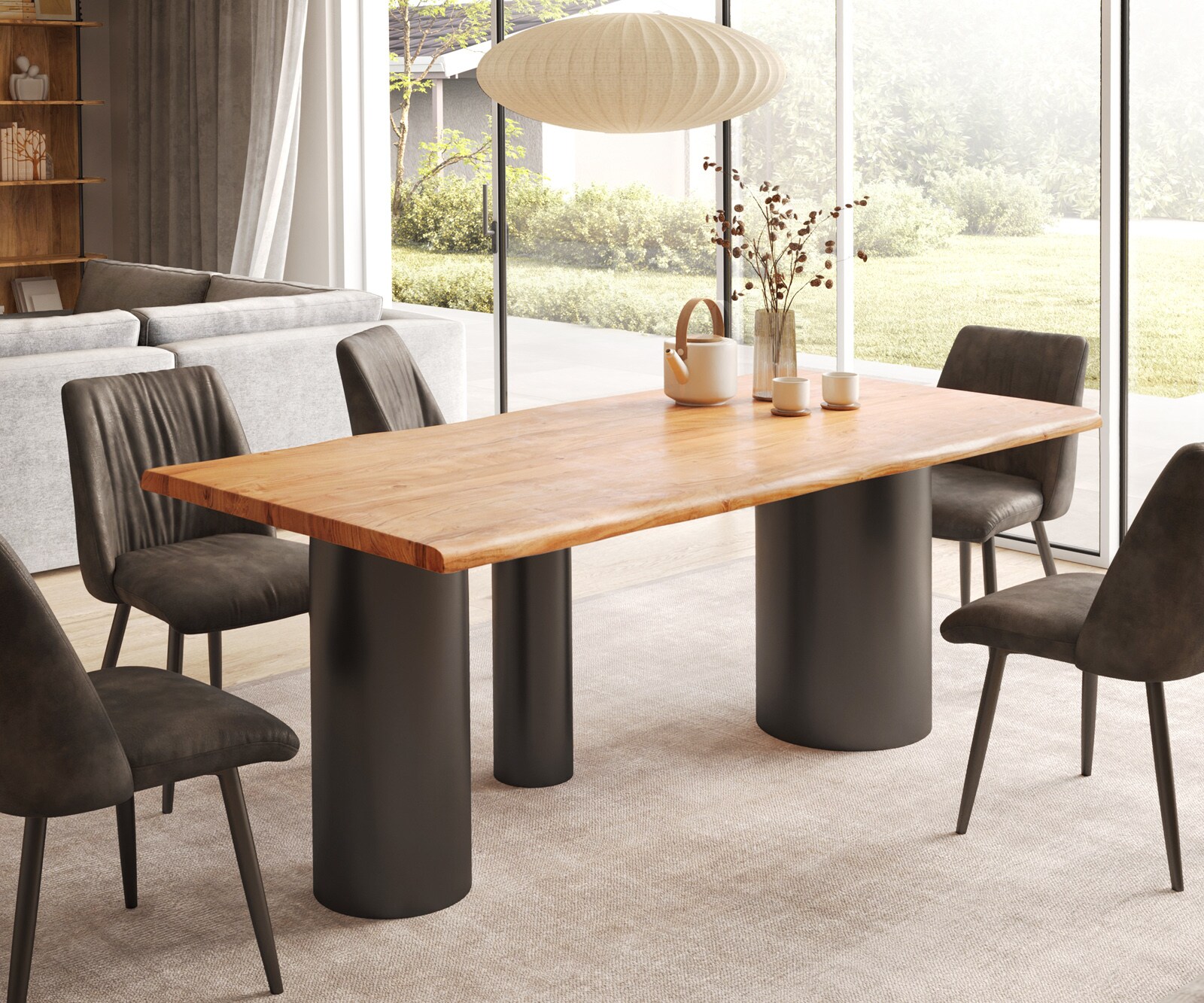 Table à manger Edge 200x100 acacia naturee Troa métal noir Live-Edge 1