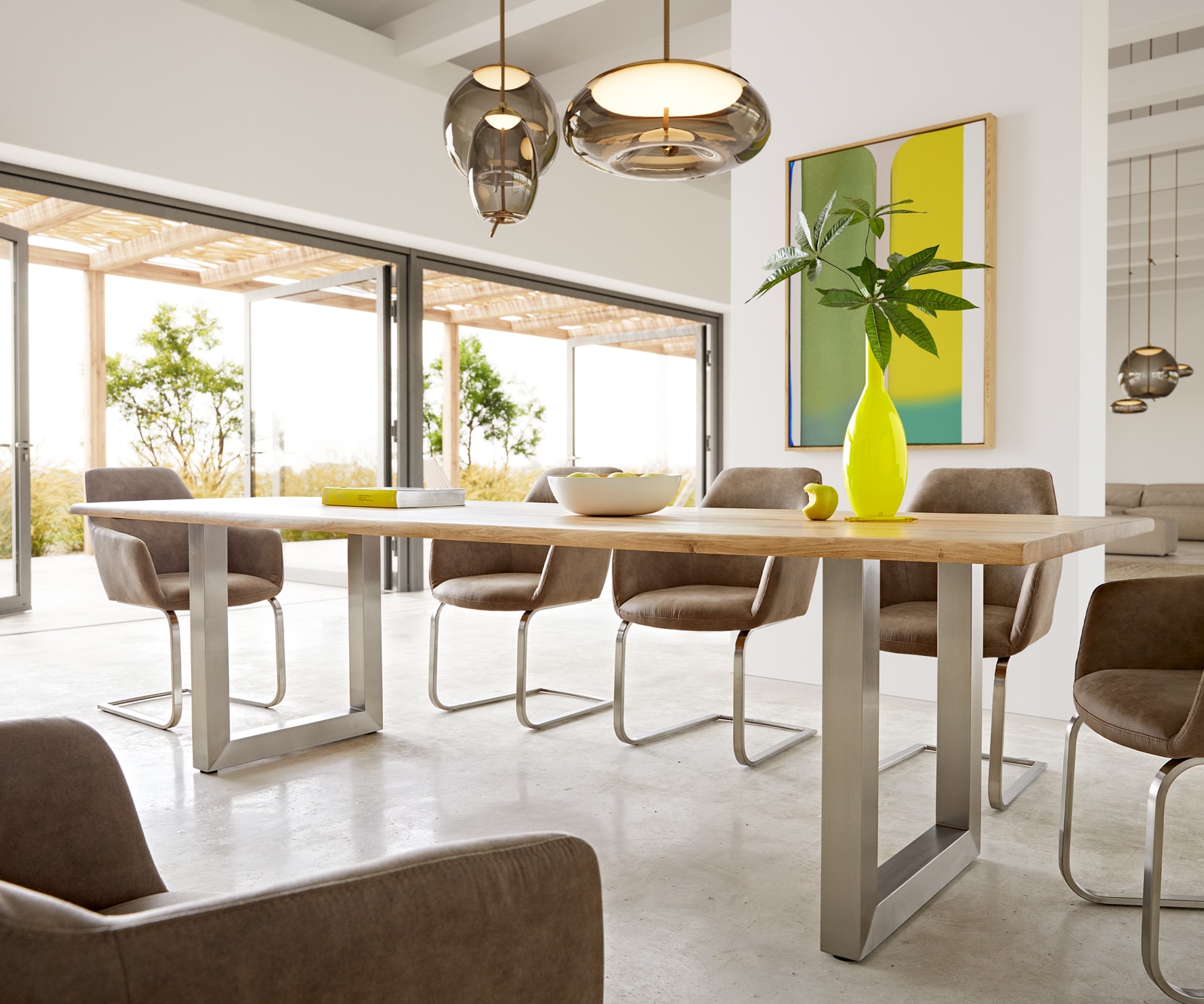 Table-à-manger Edge 260x100x2,5-3 chêne nature acier inoxydable large Live-Edge 4 Table-à-manger Edge 260x100x2,5-3 chêne nature acier inoxydable large Live-Edge 4