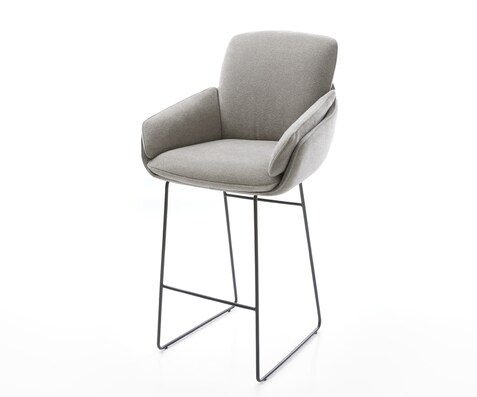 Chaise-de-bar Luan-Flex Tissu structuré doux Gris Pied trapèze noir Noir