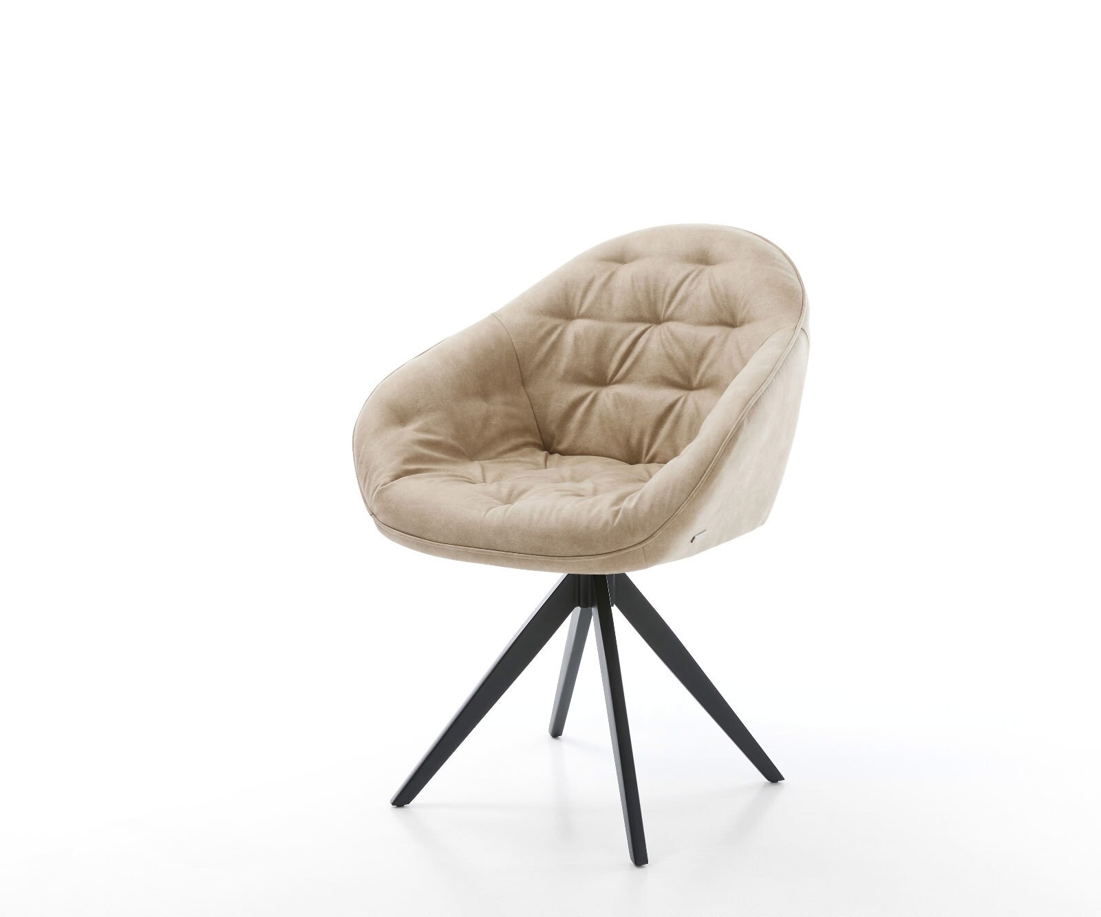 Chaise-de-salle-à-manger Gaio-Flex microvelours beige vintage pied croisé angulaire noir