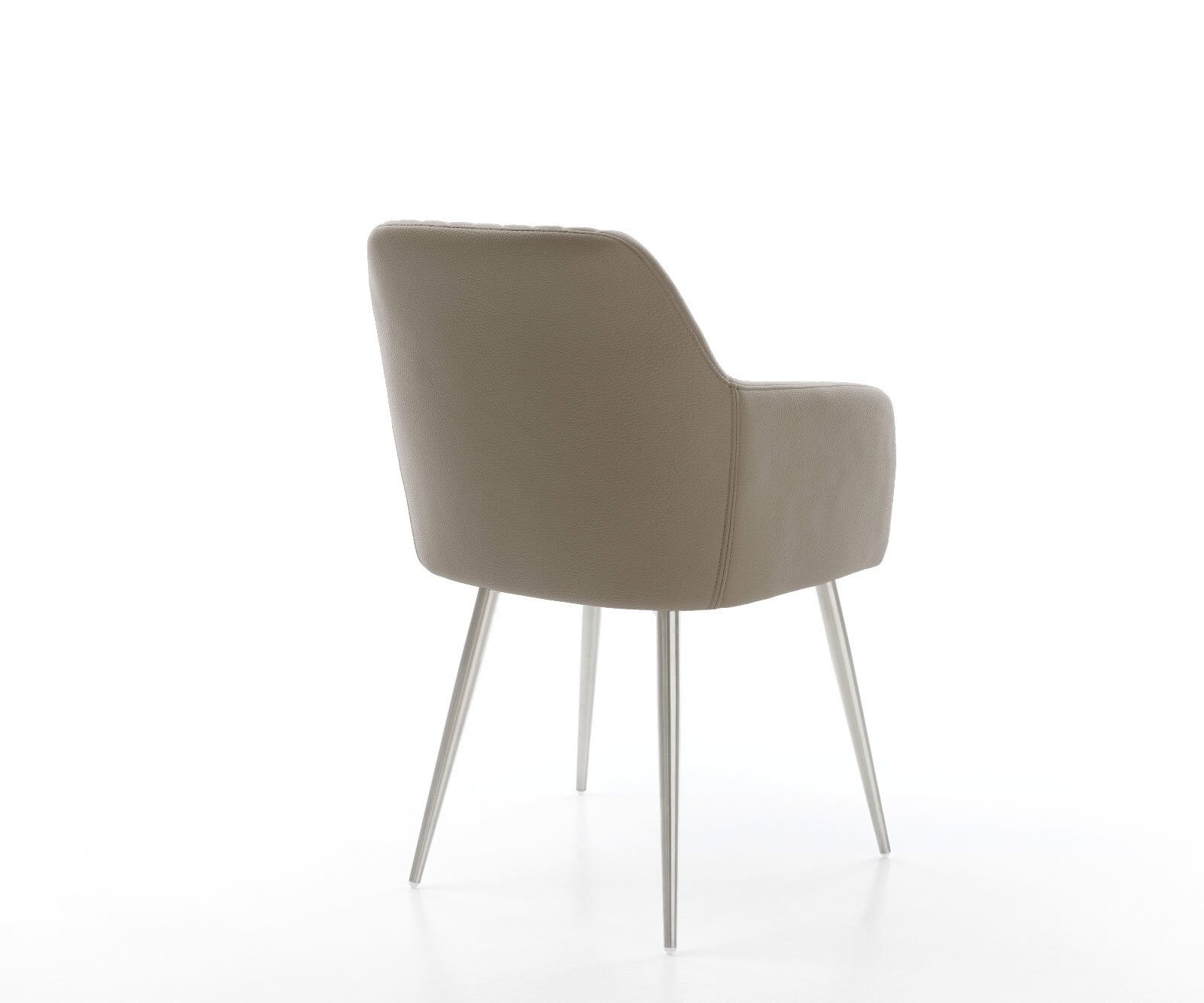 Chaise-de-salle-à-manger Greg-Flex cuir de vache couleur boue 4 pieds coniques acier inoxydable brossé ressorts ensachés 4