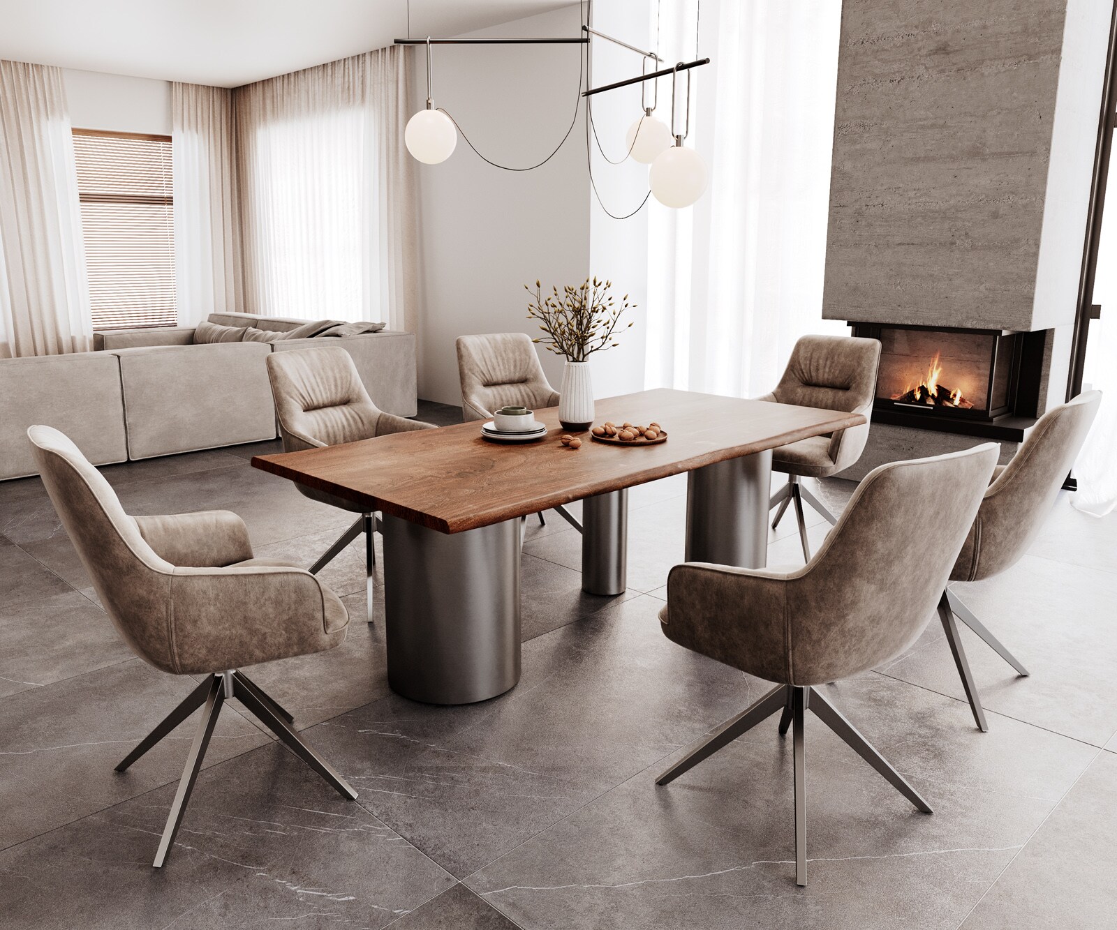 Table à manger Edge 200x100 Acacia Marron Troa Acier inoxydable Graphite Live-Edge 4