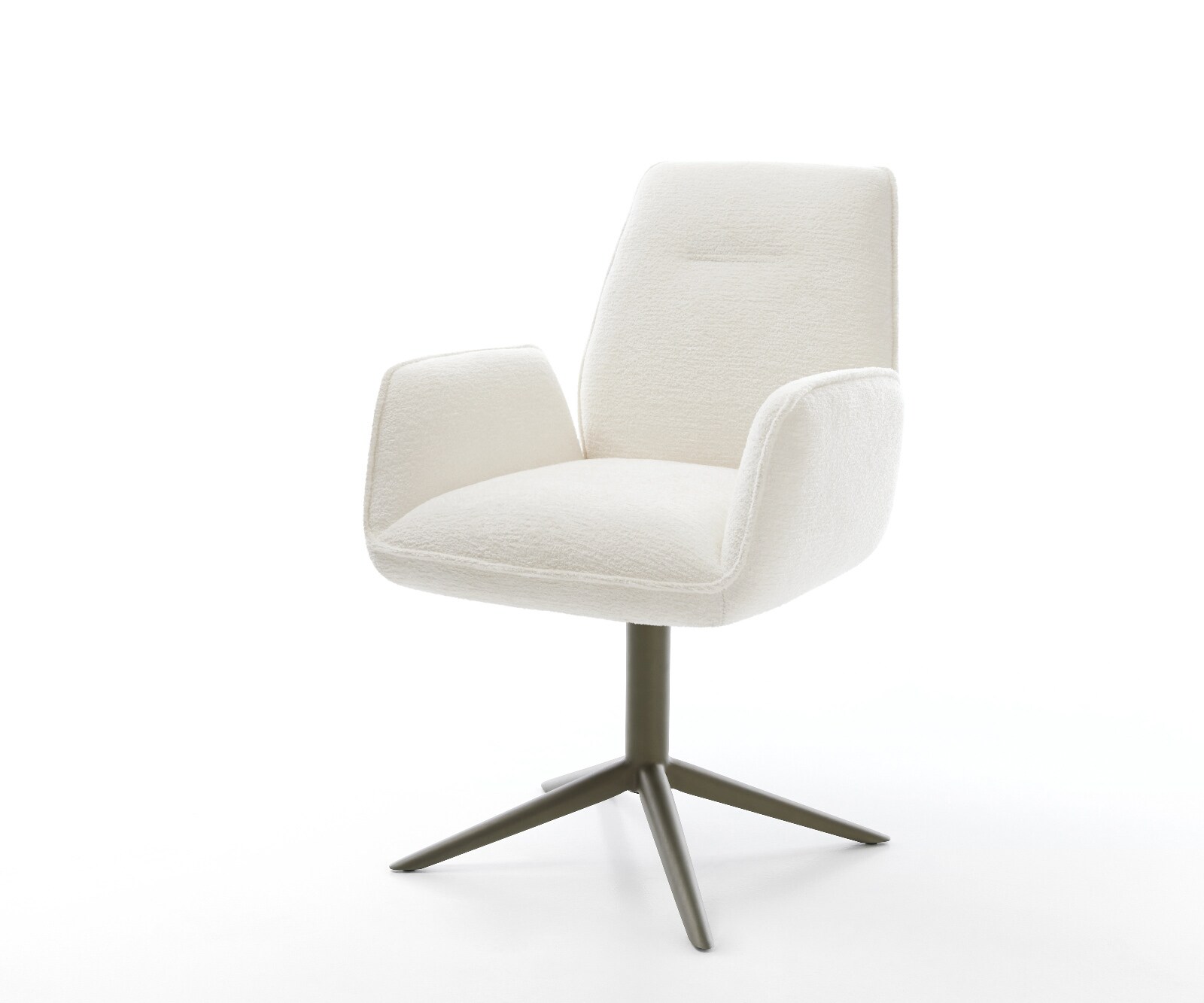 Chaise-pivotante Zoa-Flex bouclé doux beige pied de chaise 4 branches aspect titane pivotement sur 360° fonction bascule resorts ensachés 1