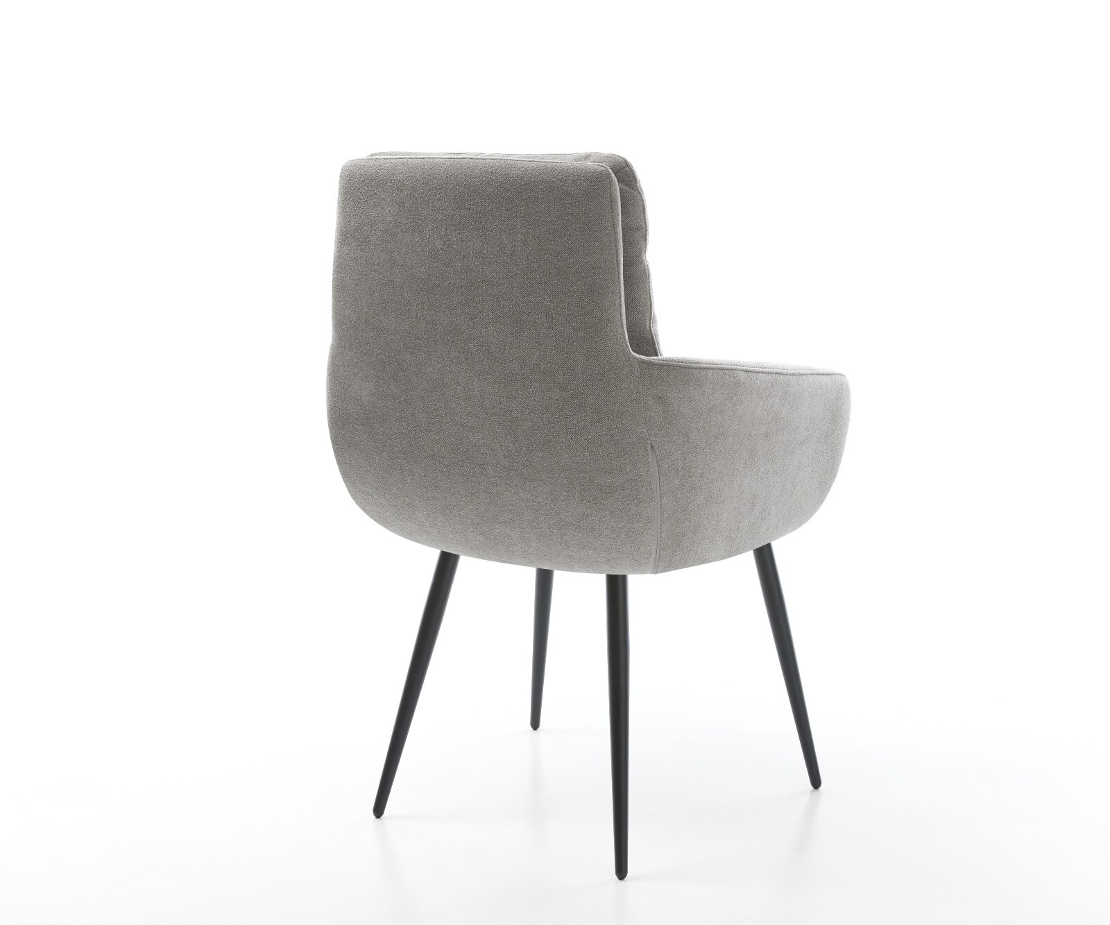 Chaise-de-salle-à-manger Abelia-Flex avec accoudoirs tissu structuré doux gris 4 pieds coniques noir 5