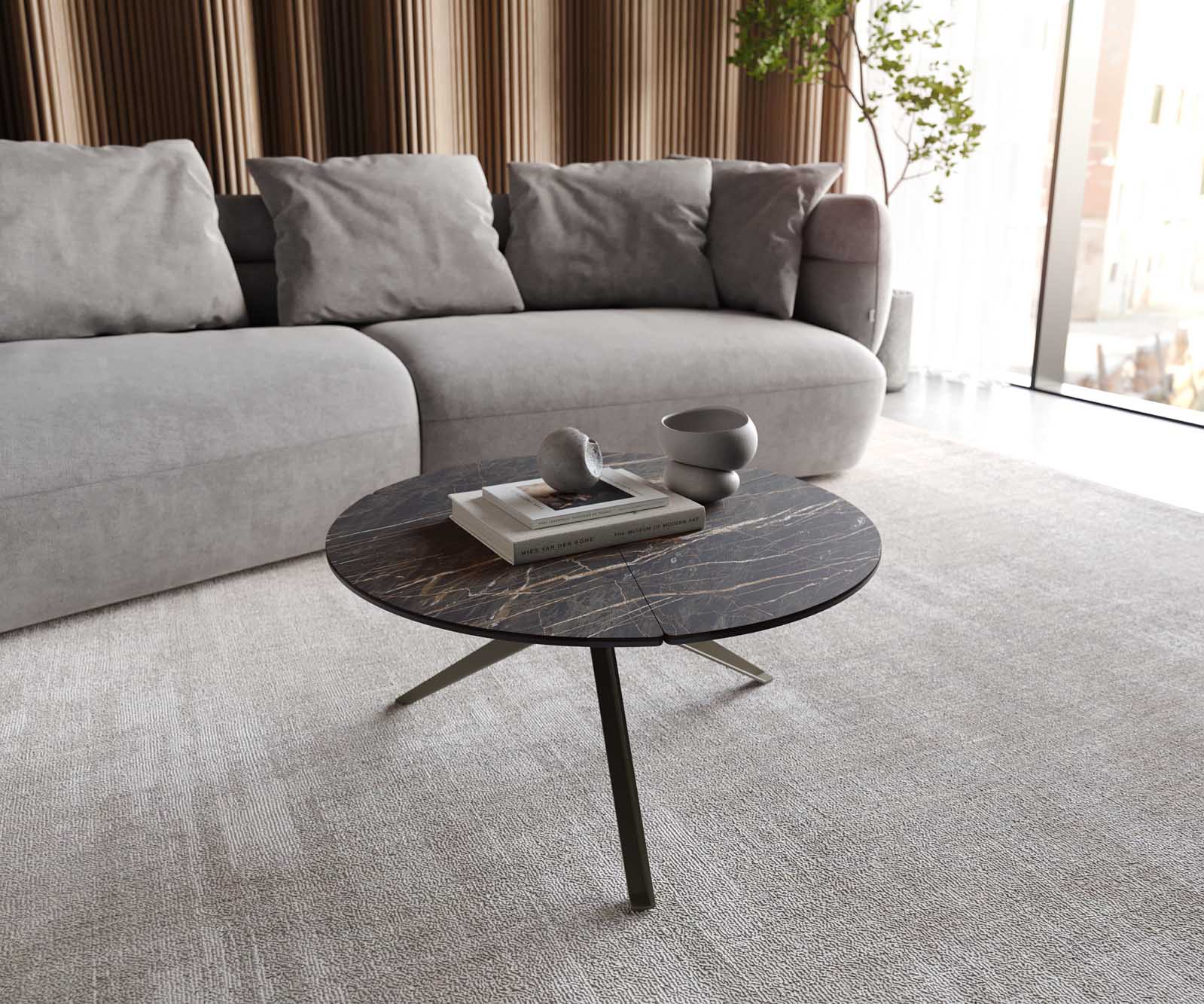 Table basse Delron céramique pied en croix Table basse Delron céramique pied en croix