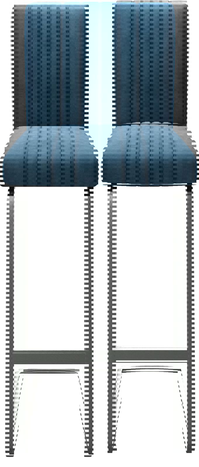 Chaise-de-bar Luiga-Flex velours bleu chaise cantilever acier plat inoxydable 3