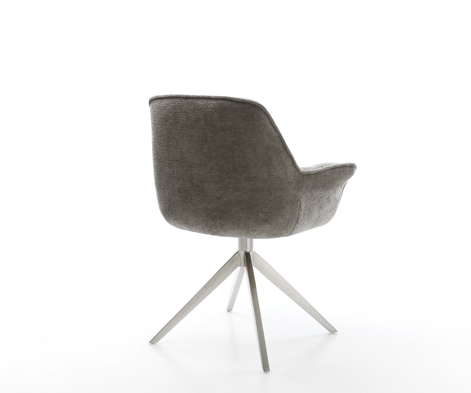 Chaise-pivotante Kaira-Flex bouclé doux couleur boue pied croisé large acier inoxydable pivotement sur 360° fonction bascule 5