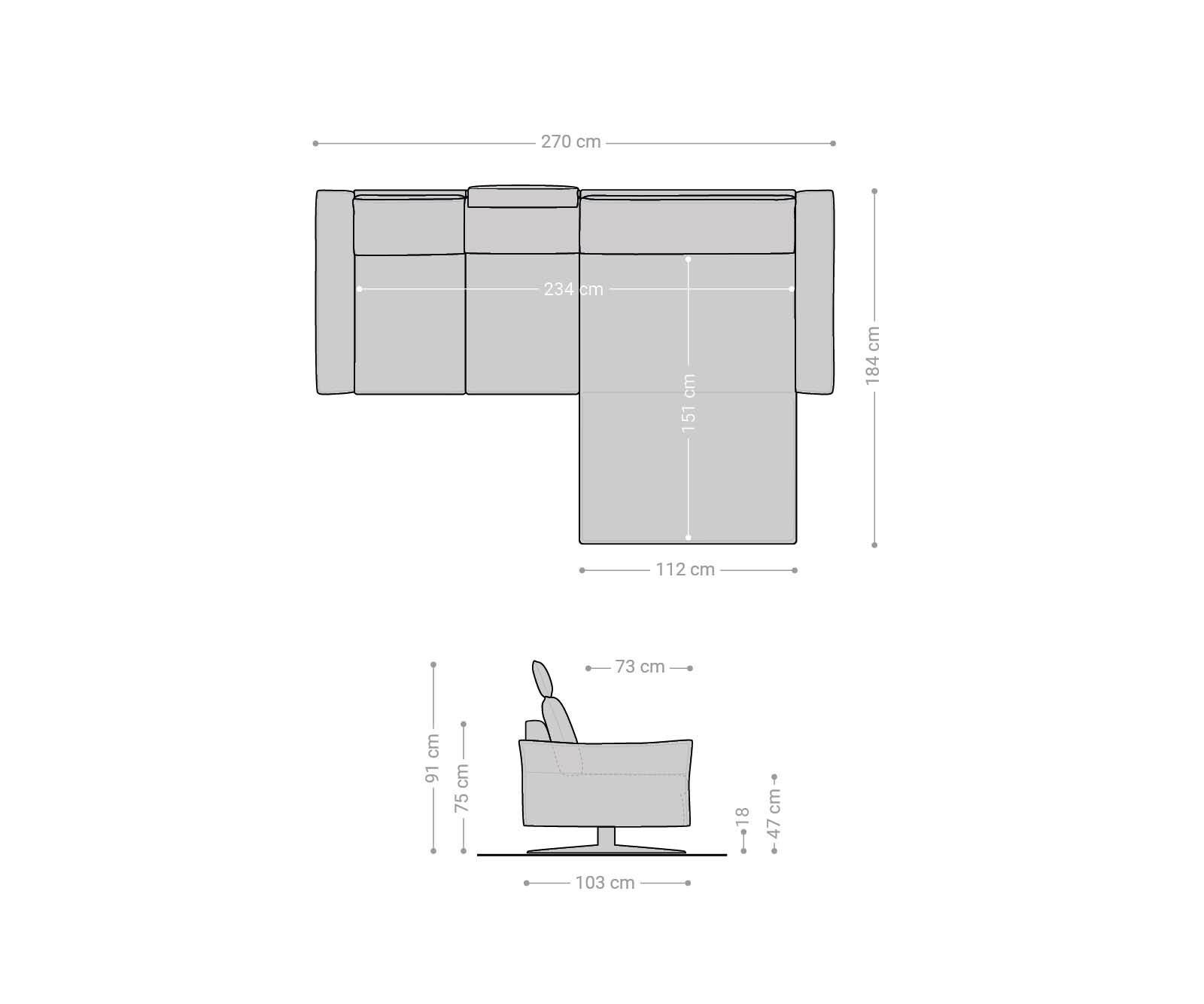 Canapé-d'angle Nerio 300 x 190 cm bleu pastel Récamière droite 8