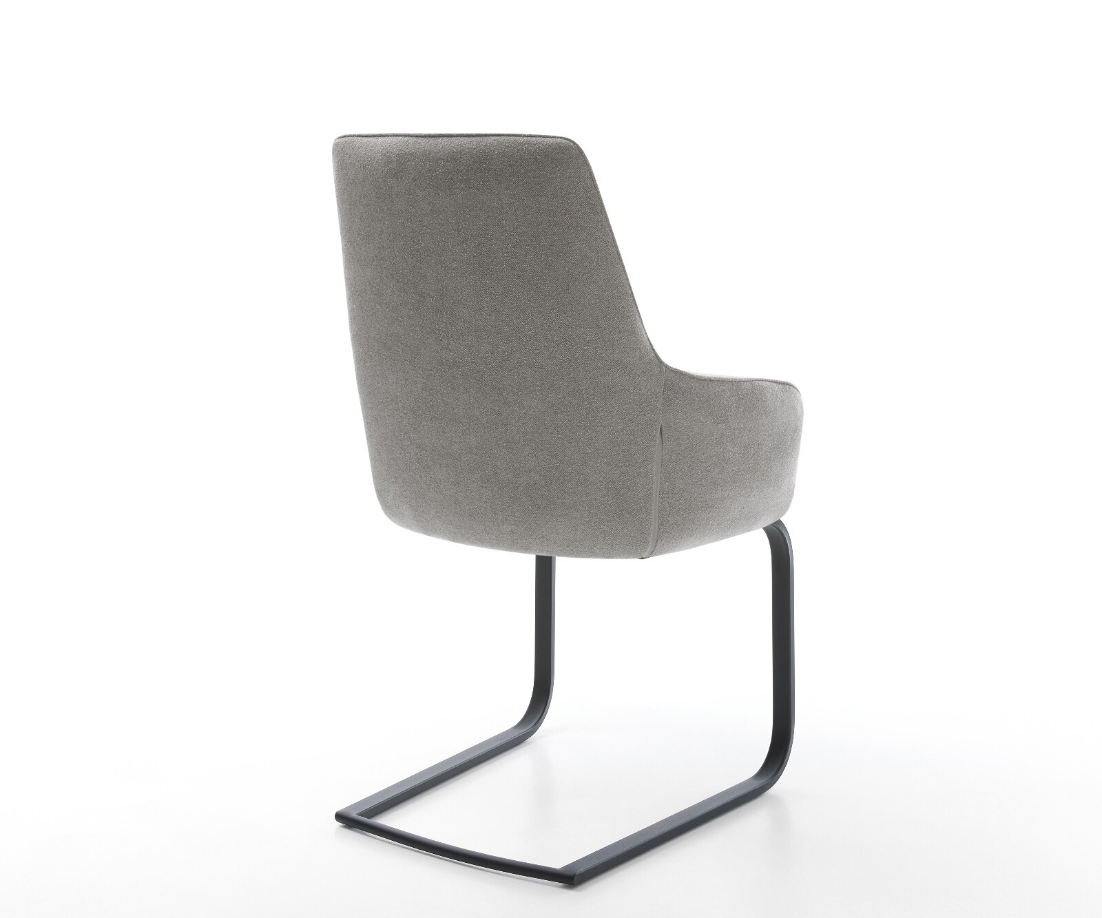 Cantilever Zelia-Flex avec accoudoirs tissu structuré doux gris pied cantilever plat noir ressorts ensachés 5