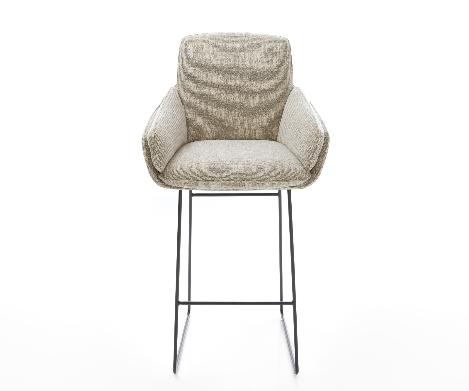 Chaise-de-bar Luan-Flex Tissu tissé doux Beige Pied trapèze noir Noir 2