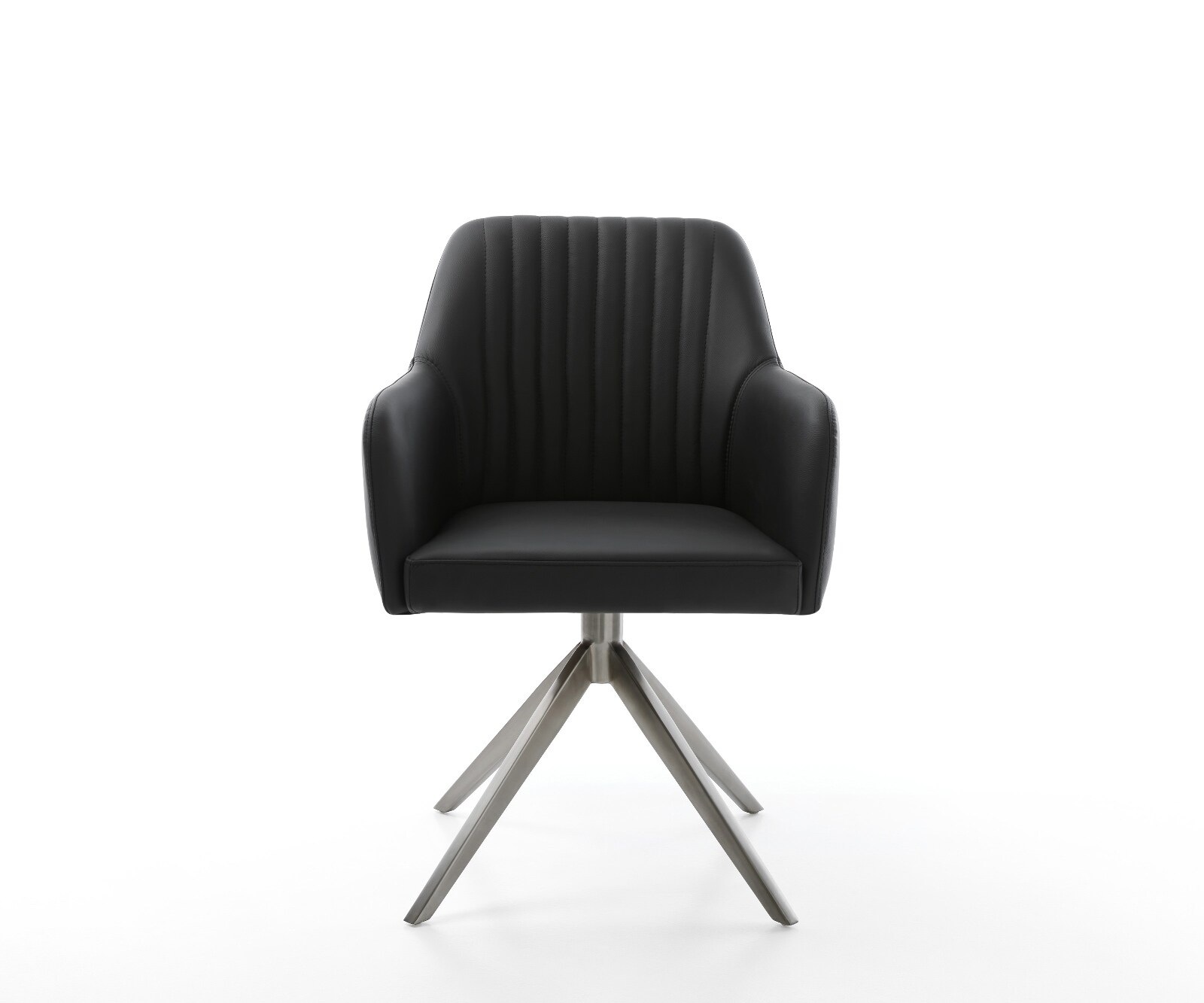 Chaise-pivotante Greg-Flex cuir de vache noir pied croisé large grafiete pivotement sur 360° fonction bascule ressorts ensachés 2