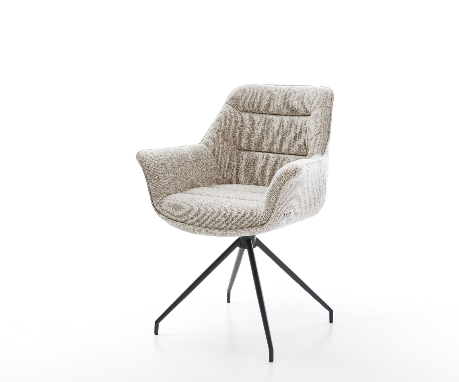 Chaise-de-salle-à-manger Kaira-Flex tissu tissé doux beige pied croisé conique noir 1