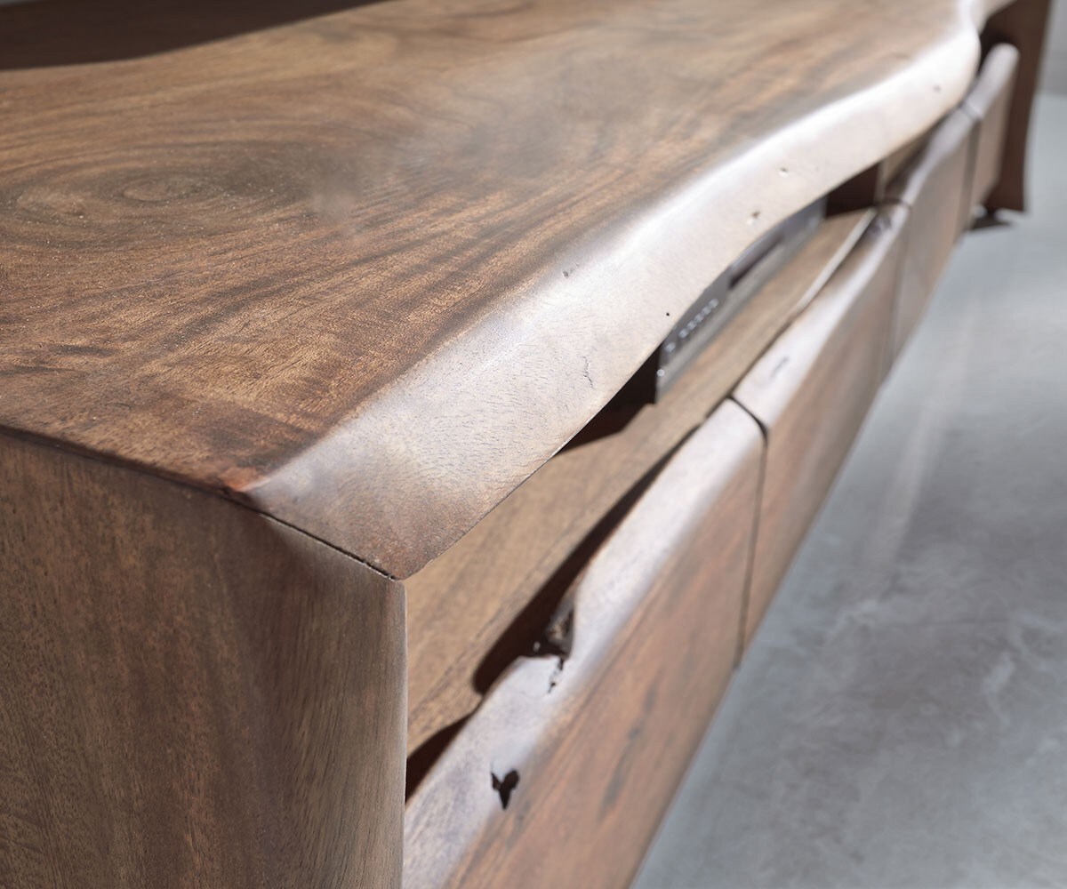 Meuble-TV Live-Edge 230 cm acacia massif marron 4 tiroirs 1