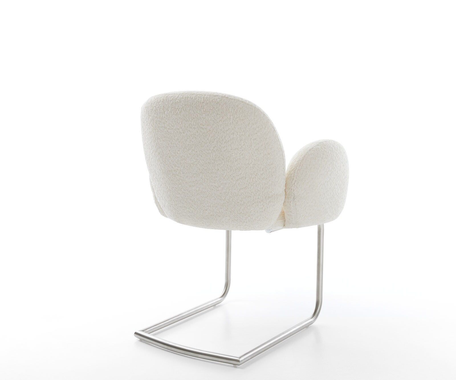 Cantilever Nube-Flex avec accoudoirs bouclé blanc pied cantilever rond acier inoxydable brossé ressorts ensachés 4 Cantilever Nube-Flex avec accoudoirs bouclé blanc pied cantilever rond acier inoxydable brossé ressorts ensachés 4