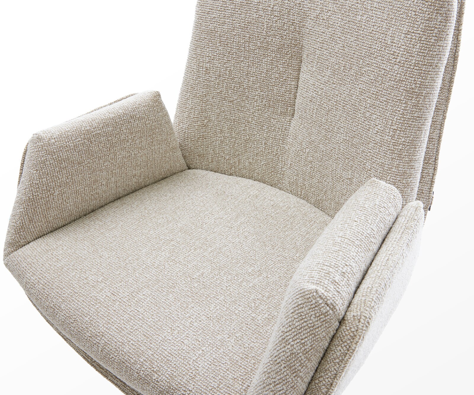 Chaise-de-bar Clea-Flex Tissu tissé doux Beige Pied trapèze acier inoxydable Argent 4