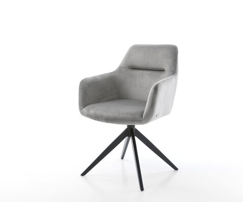 Chaise-pivotante Pejo-Flex velours gris pied croisé large noir pivotement sur 360° fonction bascule ressorts ensachés