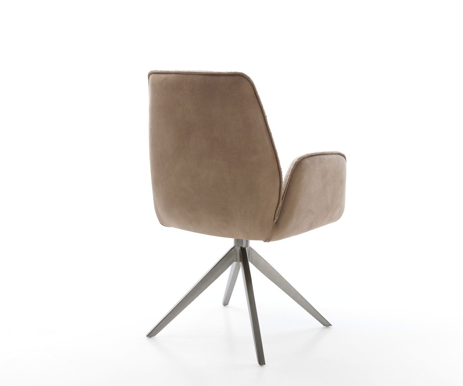 Chaise-pivotante Zoa-Flex tissu mixte couleur boue pied croisé large acier inoxydable brossé pivotement sur 360° fonction bascule ressorts ensachés 3