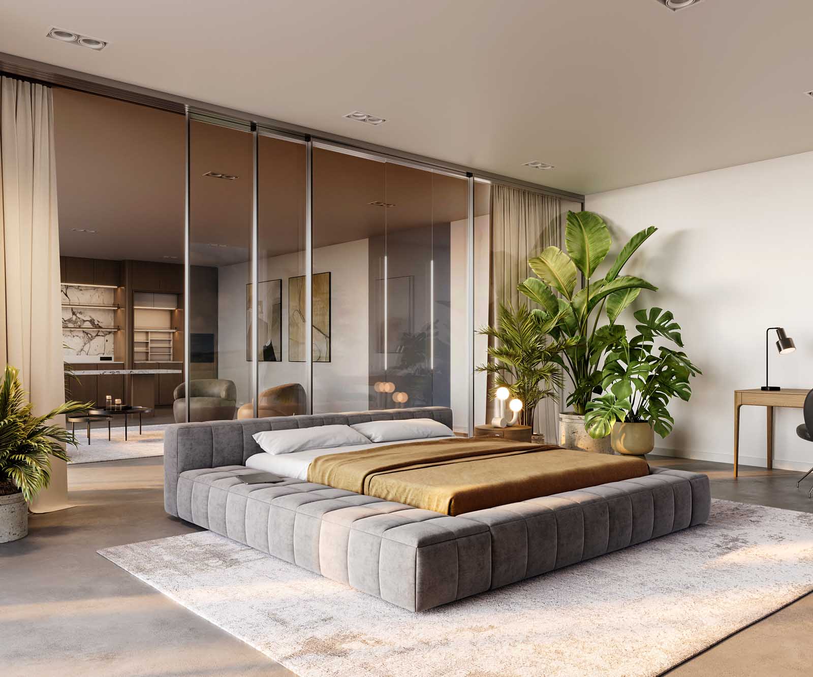 Sommier-Espazio 180x200 cm microfibre grise avec espace de rangement 1