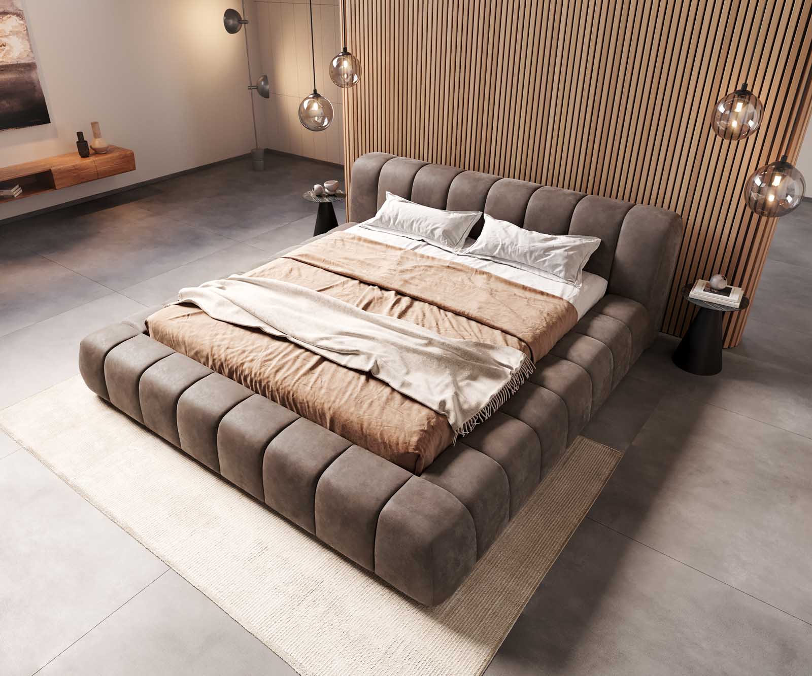 Sommier-rembourré Cutio 180x200 cm microfibre taupe vintage 3