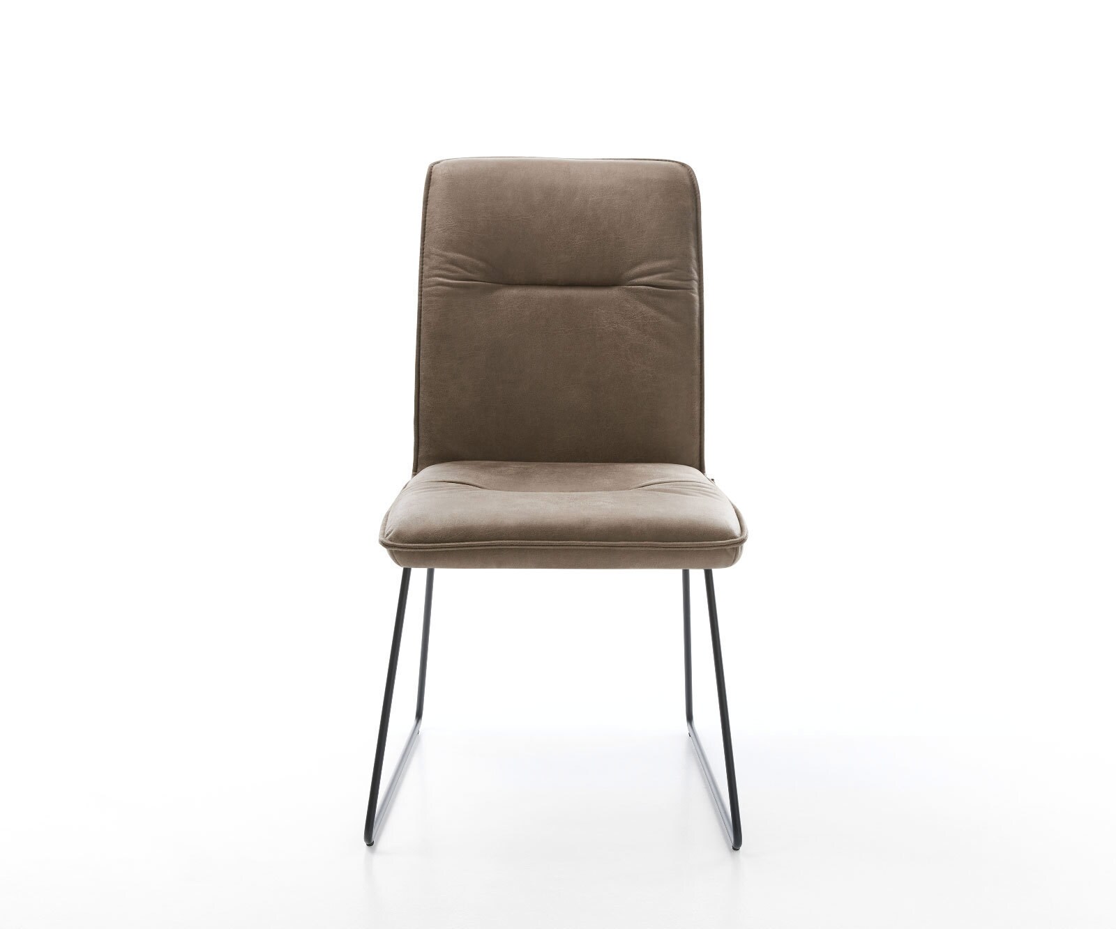 Chaise-de-salle-à-manger Vinjo-Flex microvelours taupe vintage pied trapèze noir 2