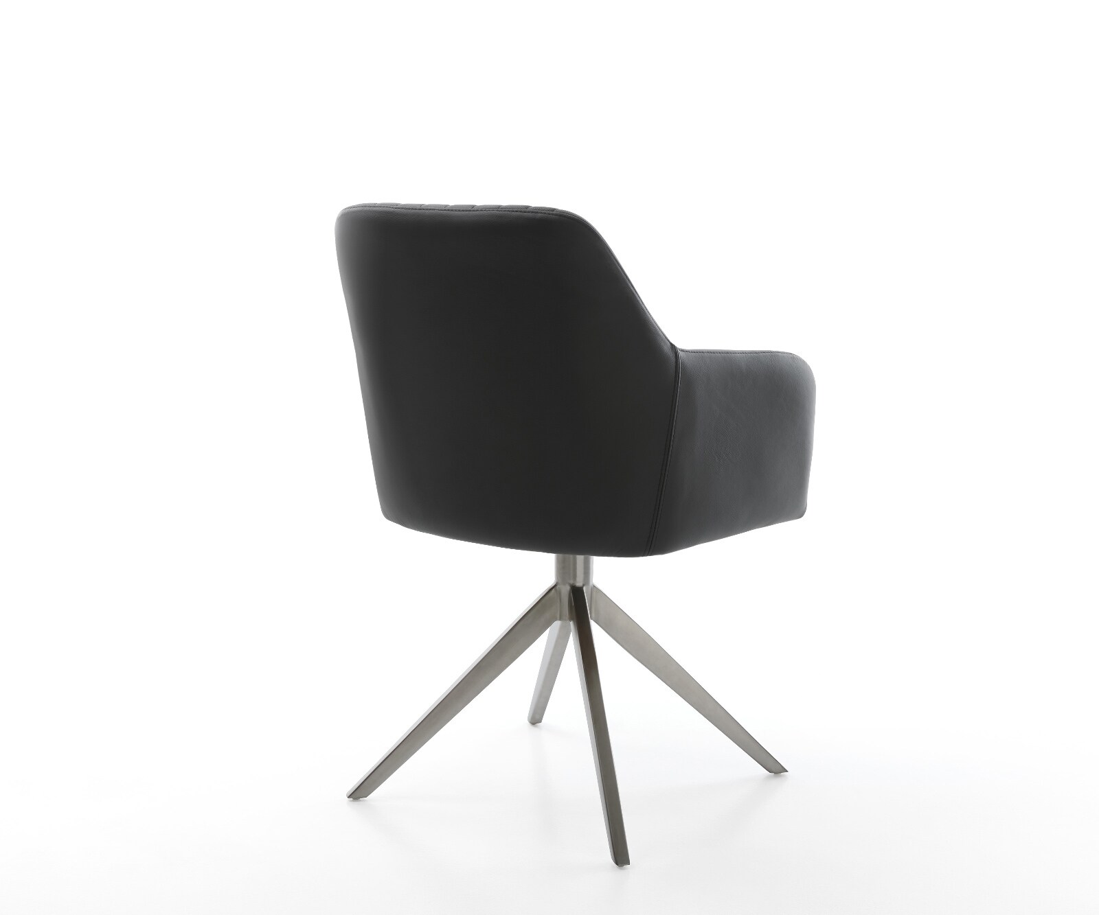 Chaise-pivotante Greg-Flex cuir de vache noir pied croisé large grafiete pivotement sur 360° fonction bascule ressorts ensachés 5