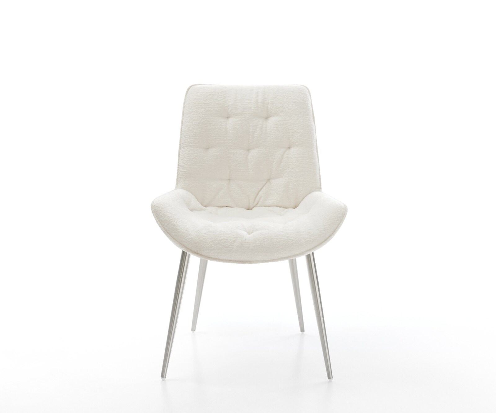 Chaise-de-salle-à-manger Taimi-Flex bouclé doux beige 4 pieds coniques acier inoxydable 2