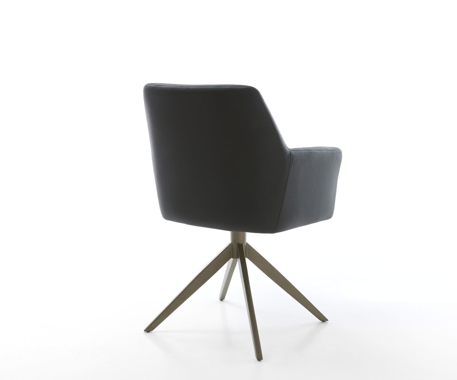 Chaise-pivotante Xana-Flex cuir de vache noir pied croisé large aspect titane pivotement sur 360° fonction bascule ressorts ensachés 5