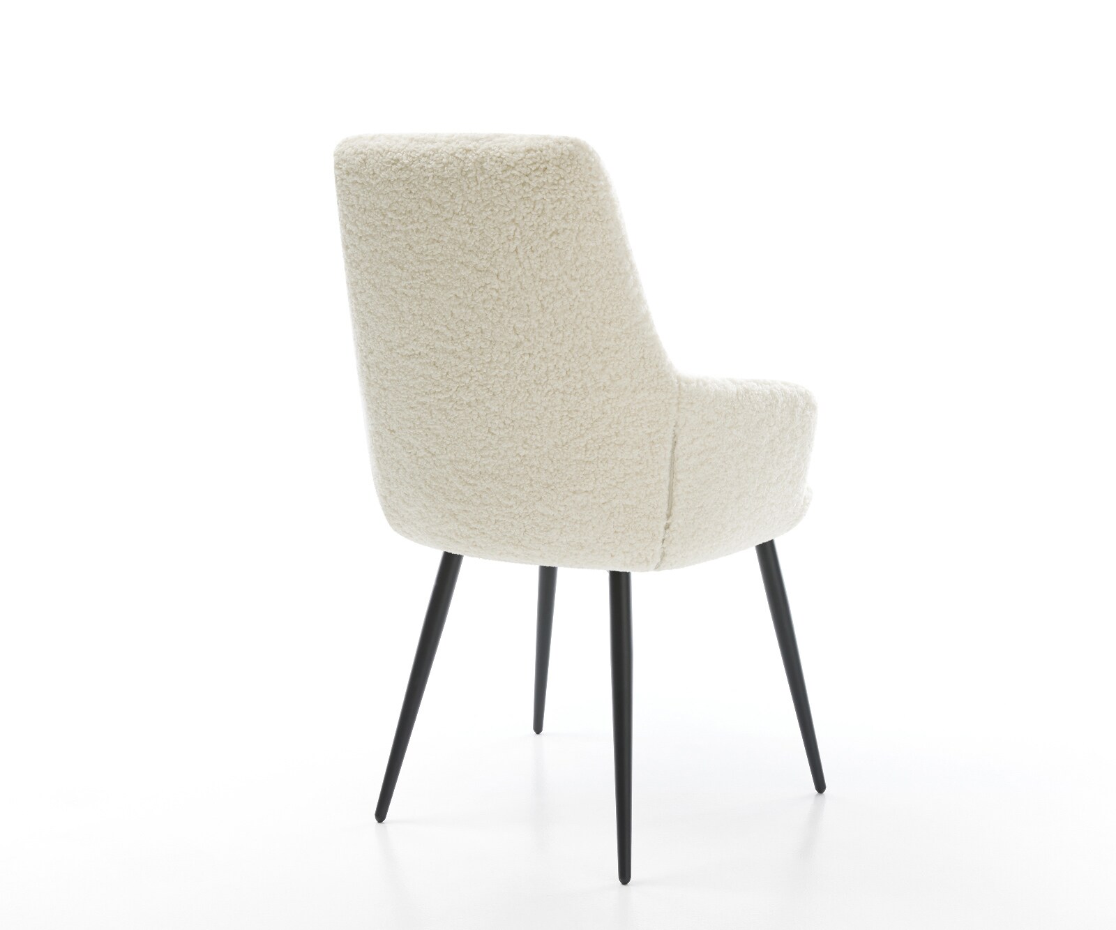 Chaise-de-salle-à-manger Zelia-Flex avec accoudoirs tissu teddy beige 4 pieds coniques noir resorts ensachés 4