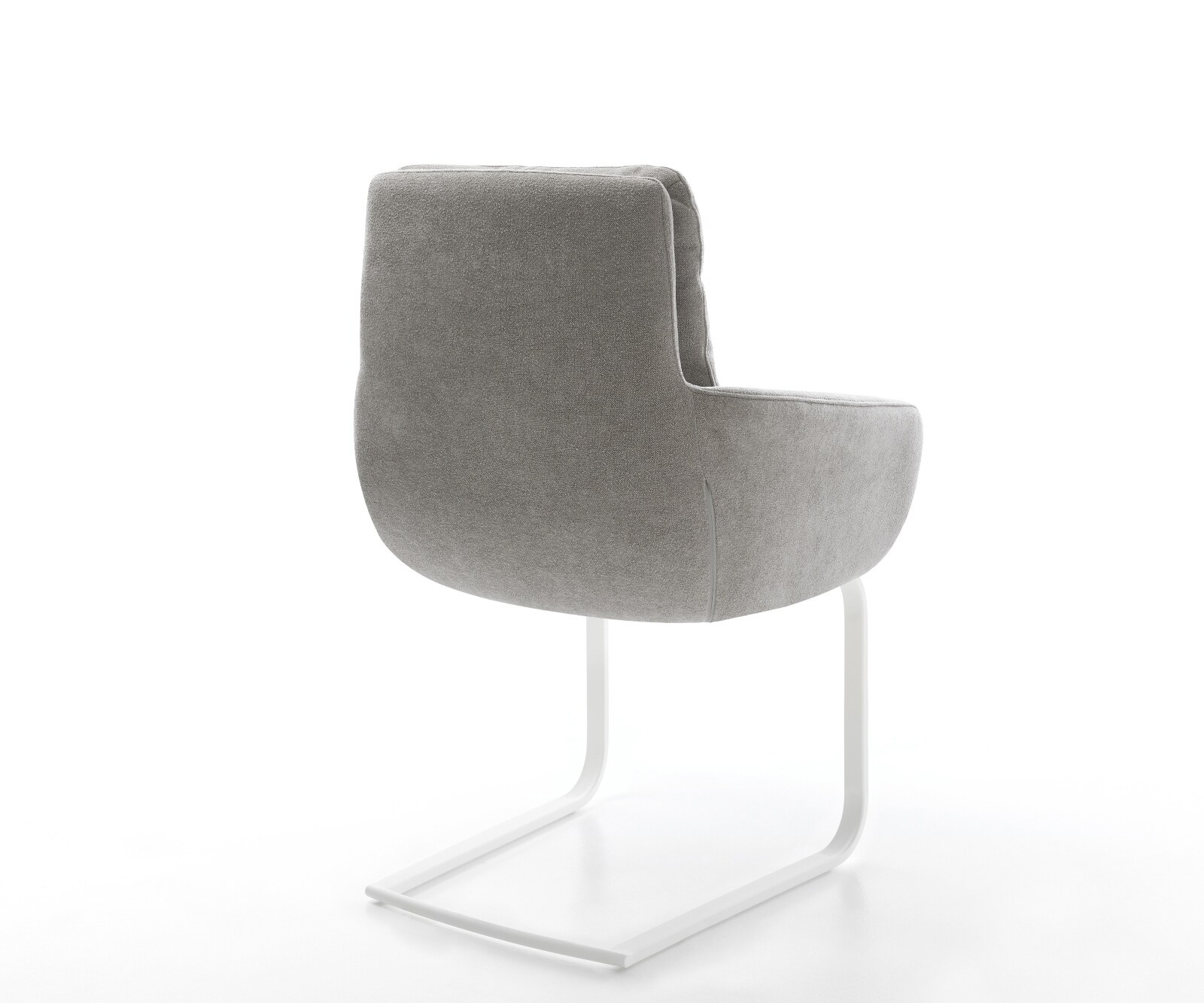 Cantilever Abelia-Flex avec accoudoirs tissu structuré doux gris pied cantilever plat blanc 5