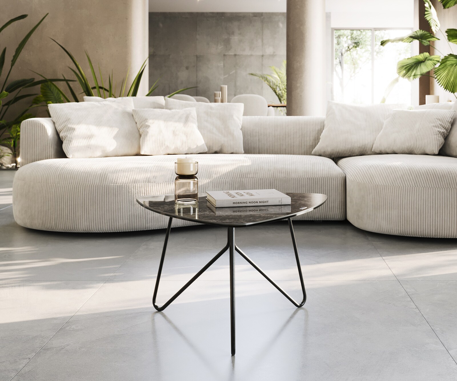 Table-basse Ekrem 65x65 cm Céramique Emperador Extra Lucidato Marron foncé Hairpin Métal Noir 1