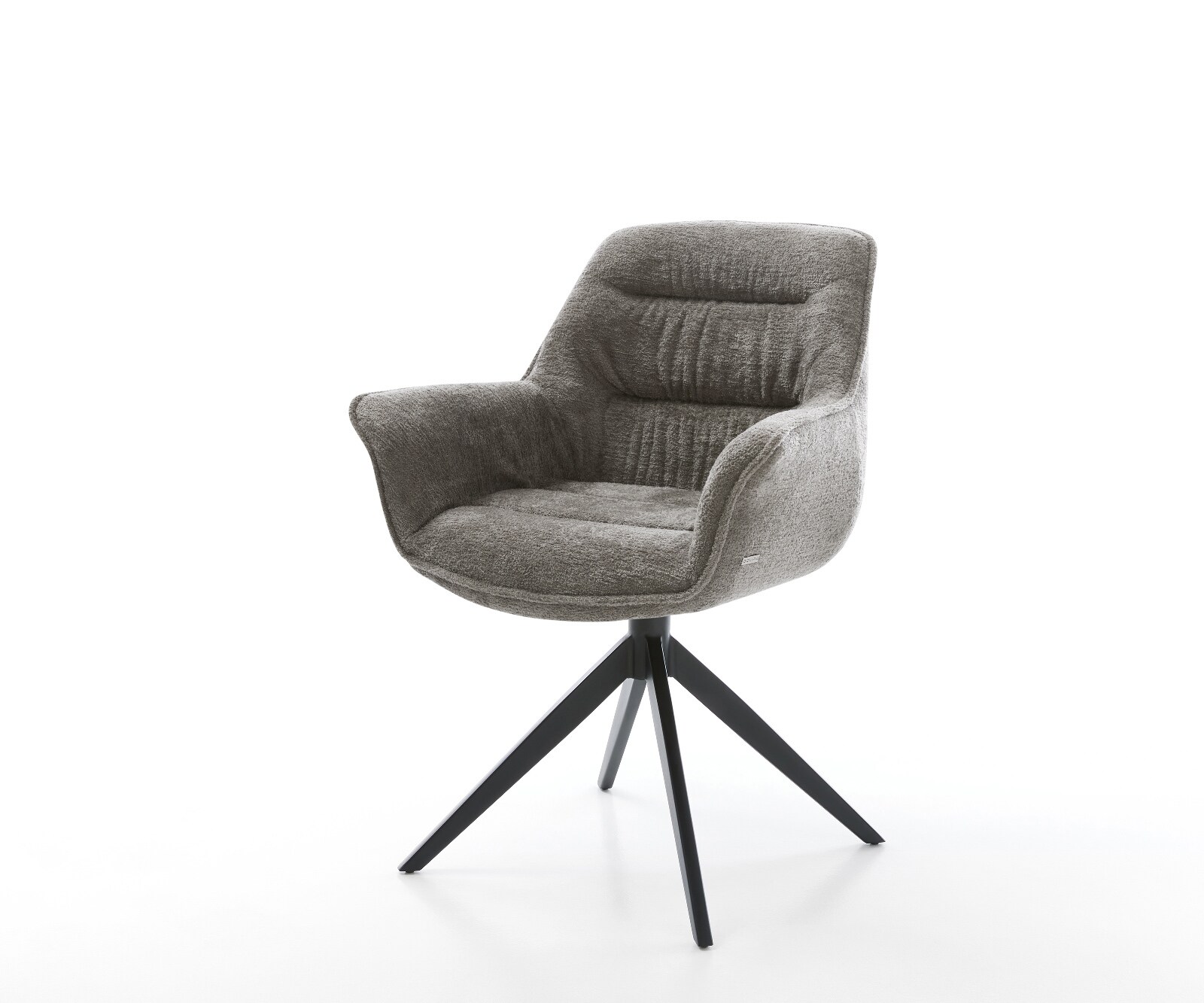 Chaise-pivotante Kaira-Flex bouclé doux couleur boue pied croisé large noir pivotement sur 360° fonction bascule 1