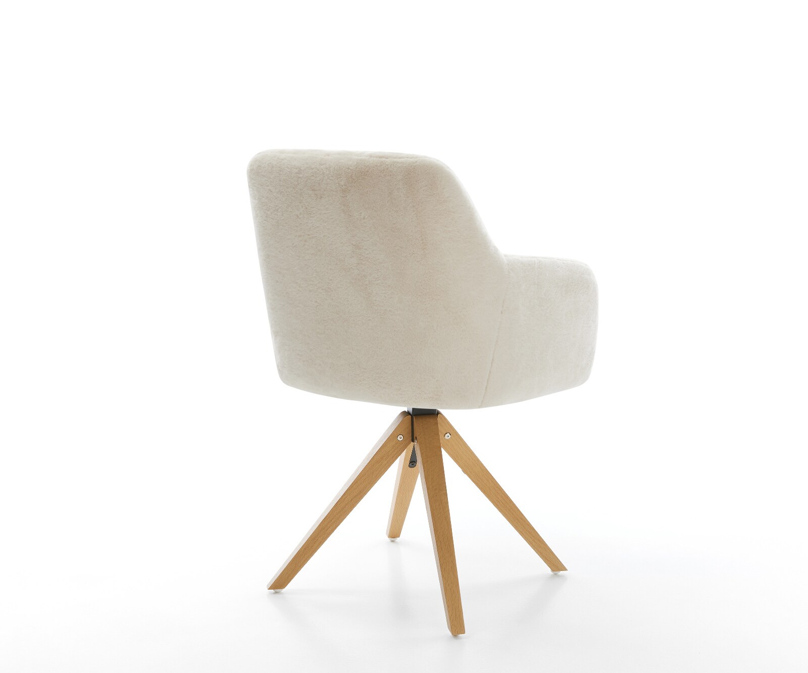 Chaise-pivotante Greg-Flex peluche crème-blanc pied en bois angulaire naturel pivotement sur 180° ressorts ensachés 5
