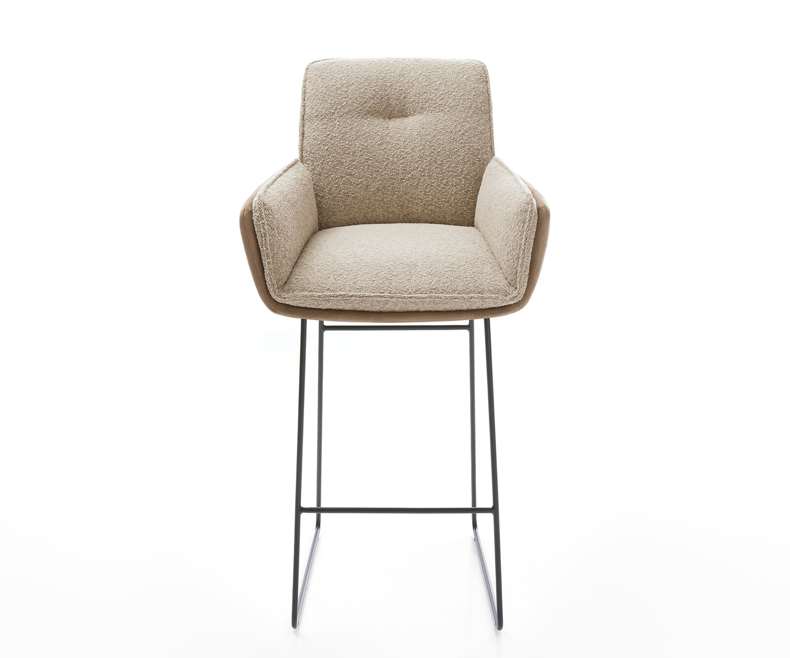 Chaise-de-bar Nela-Flex mélange de matériaux boue piétement traîneau métal ressorts ensachés 1 Chaise-de-bar Nela-Flex mélange de matériaux boue piétement traîneau métal ressorts ensachés 1