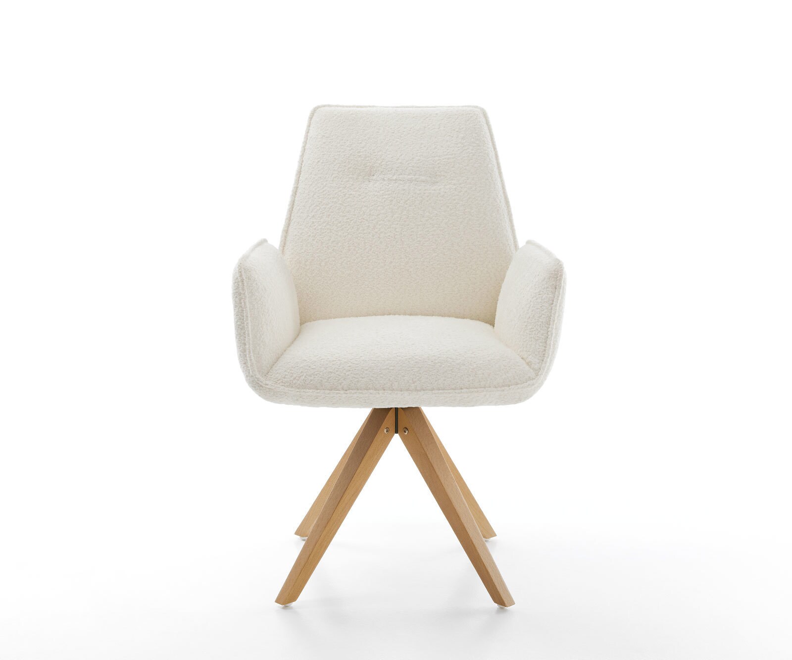 Chaise-de-salle-à-manger Zoa-Flex bouclé blanc pied en bois angulaire naturel ressorts ensachés 1 Chaise-de-salle-à-manger Zoa-Flex bouclé blanc pied en bois angulaire naturel ressorts ensachés 1
