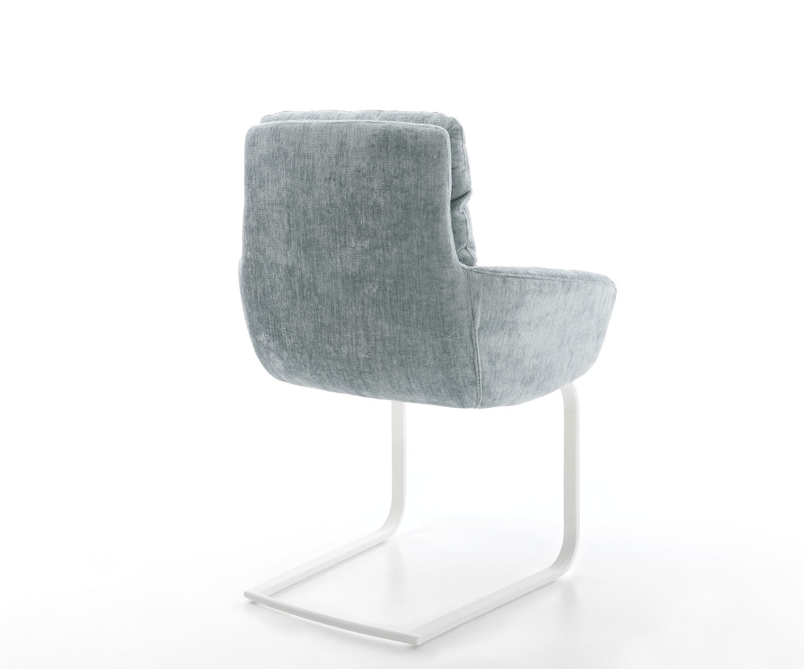 Cantilever Abelia-Flex avec accoudoirs chenille bleu pastel pied cantilever plat blanc 4 Cantilever Abelia-Flex avec accoudoirs chenille bleu pastel pied cantilever plat blanc 4