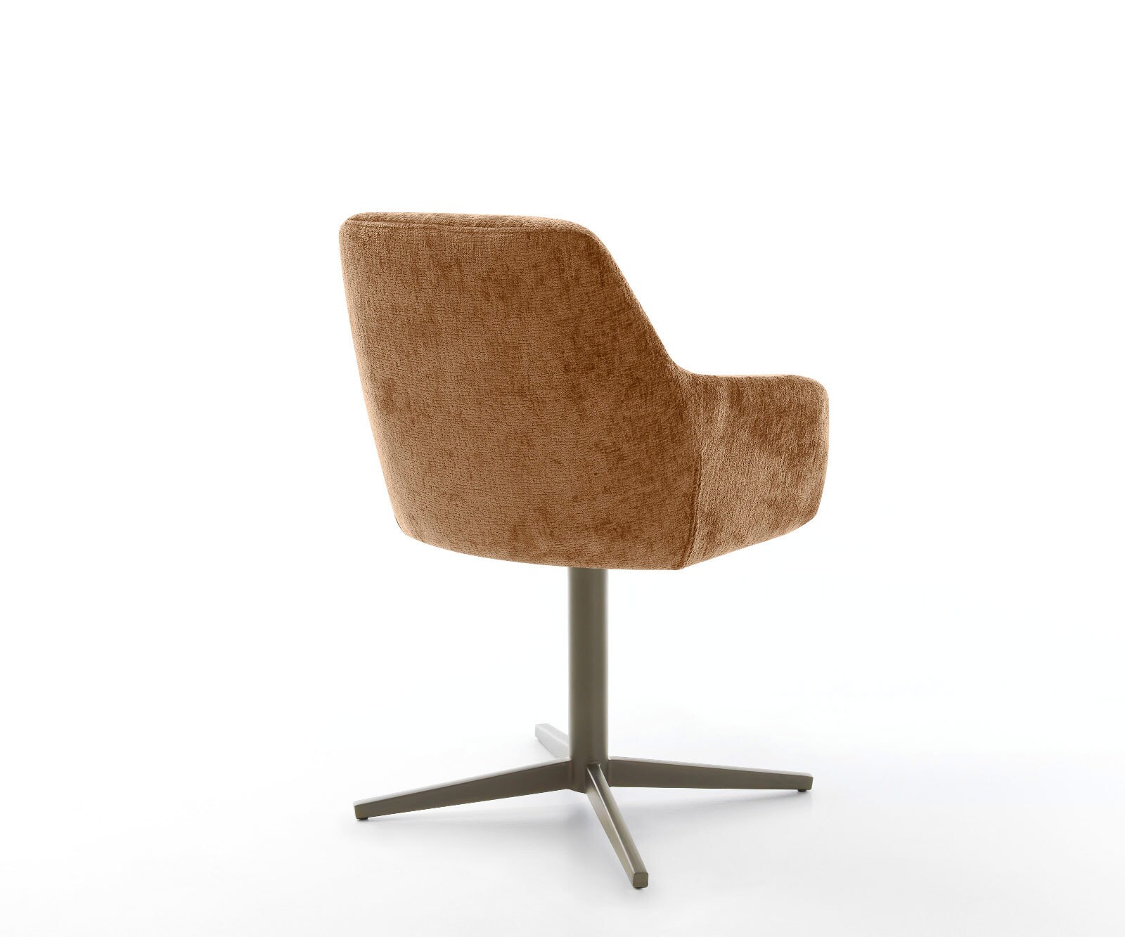 Chaise-pivotante Pejo-Flex chenille rouille pied de chaise 4 branches aspect titane pivotement sur 360° ressorts ensachés 4
