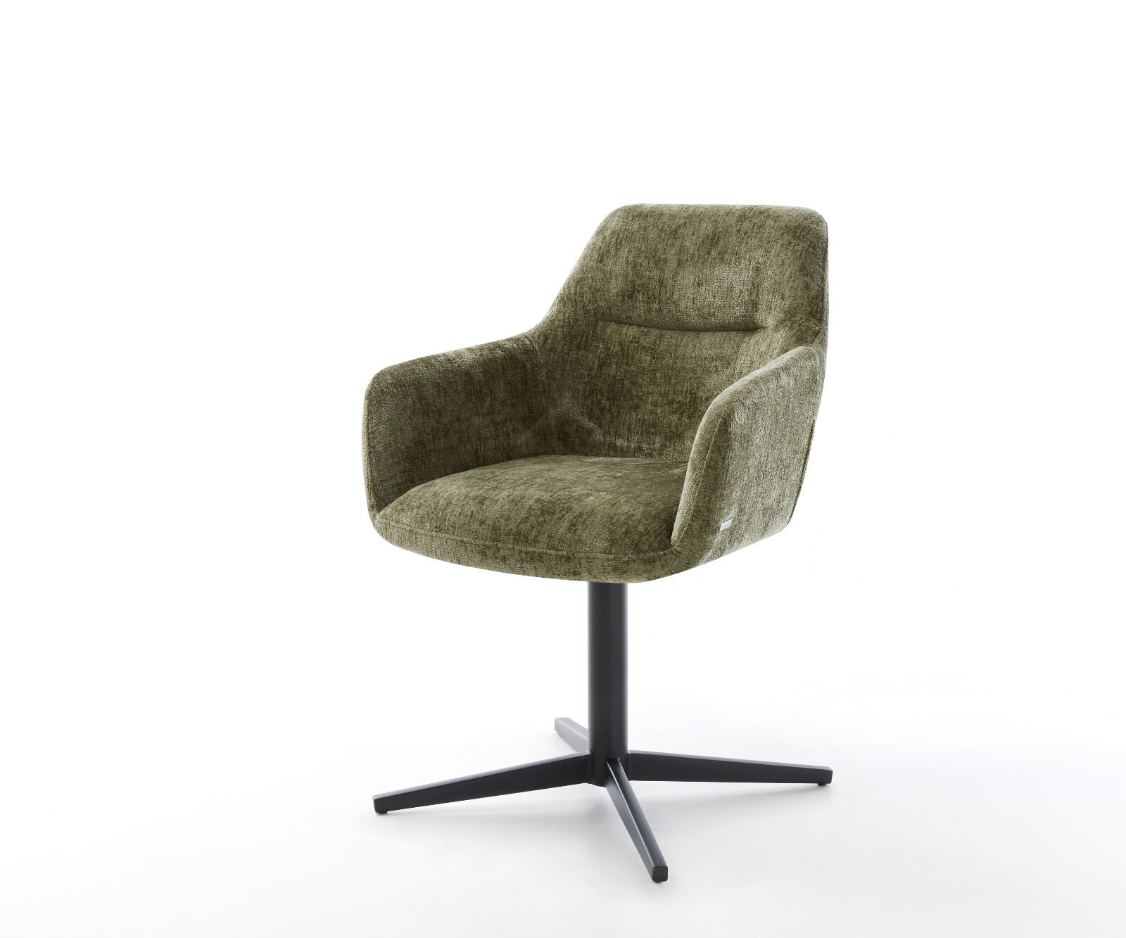 Chaise-pivotante Pejo-Flex chenille olive pied de chaise 4 branches noir pivotement sur 360° ressorts ensachés