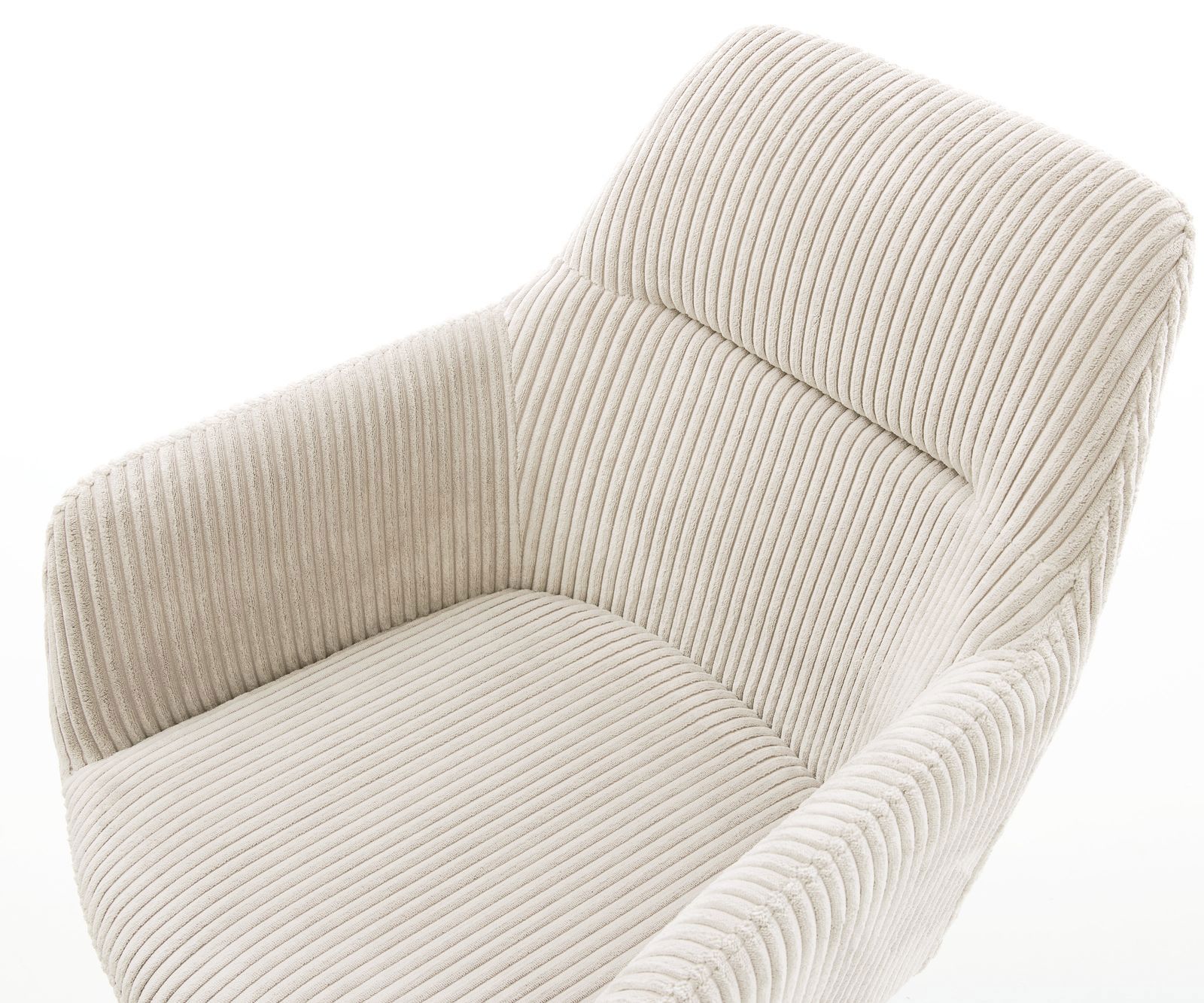 Chaise-de-salle-à-manger Pejo-Flex côtelé beige vintage 4 pieds coniques noir ressorts ensachés 4