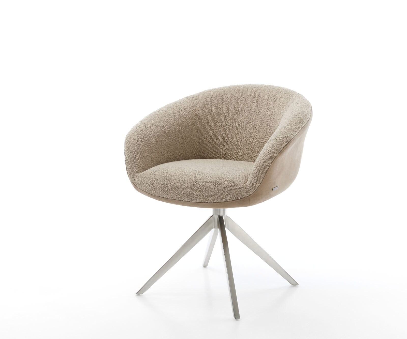 Chaise-pivotante Vinka-Flex tissu mixte boue pied croisé large acier inoxydable brossé pivotement sur 360° fonction bascule ressorts ensachés 1