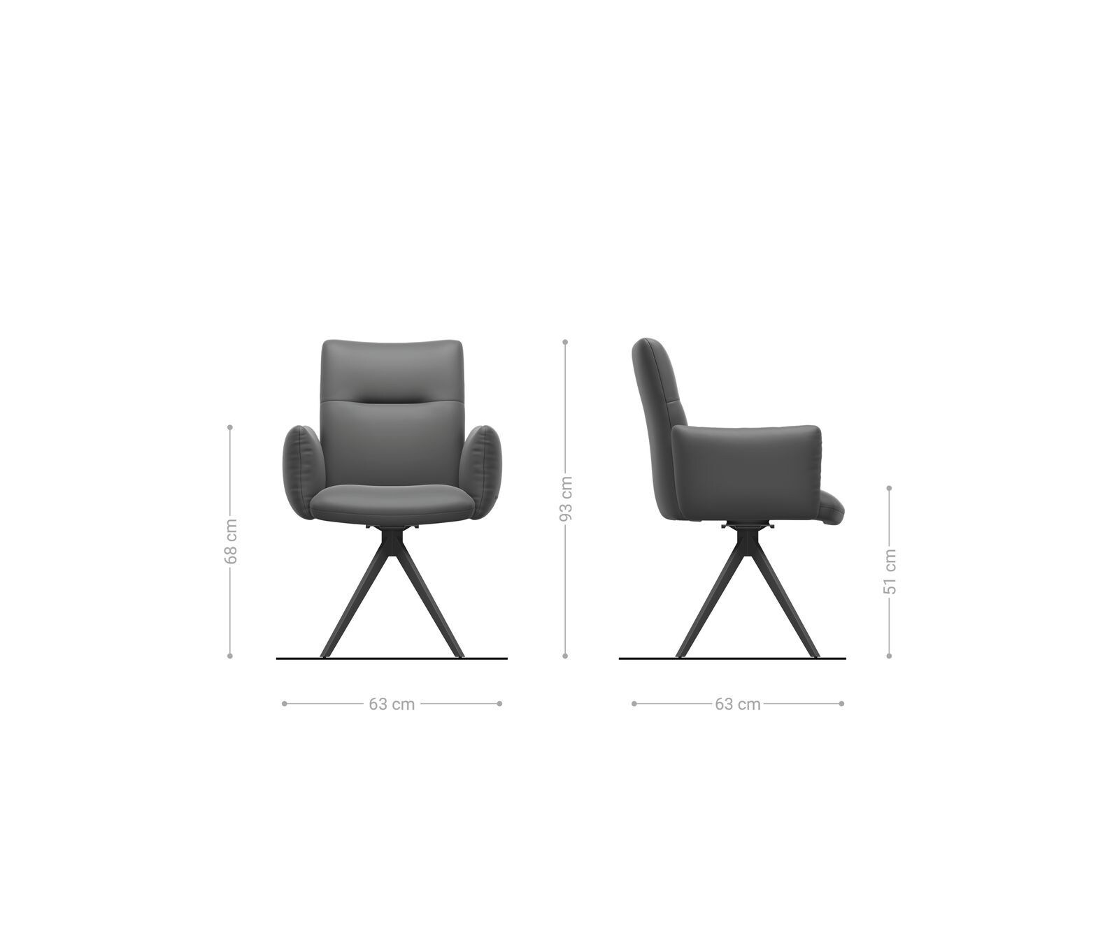 Chaise-pivotante Jova-Flex avec accoudoirs microvelours anthracite vintage pied croisé angulaire or pivotement sur 180° ressorts ensachés 5