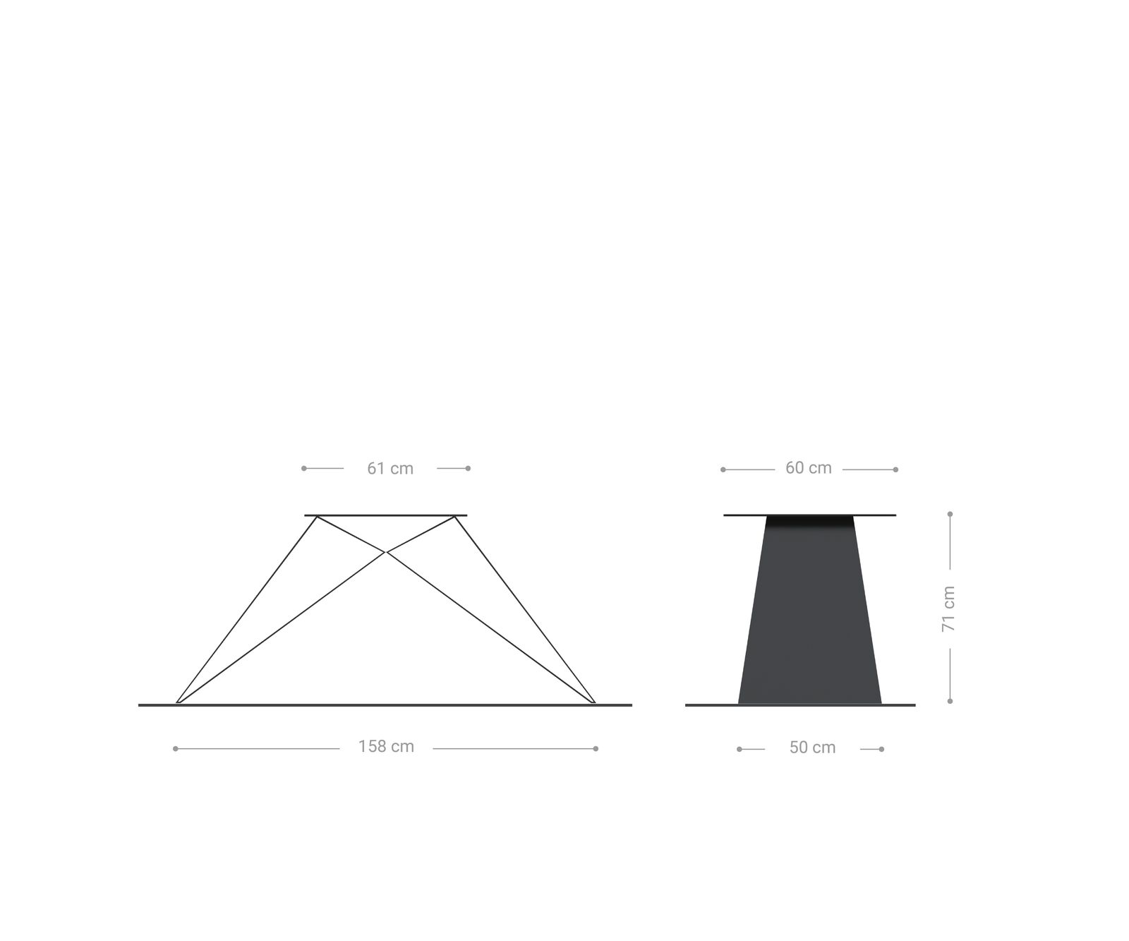 Cadre en V acier plat métal noir pour plateaux de table à partir de 200 cm 2