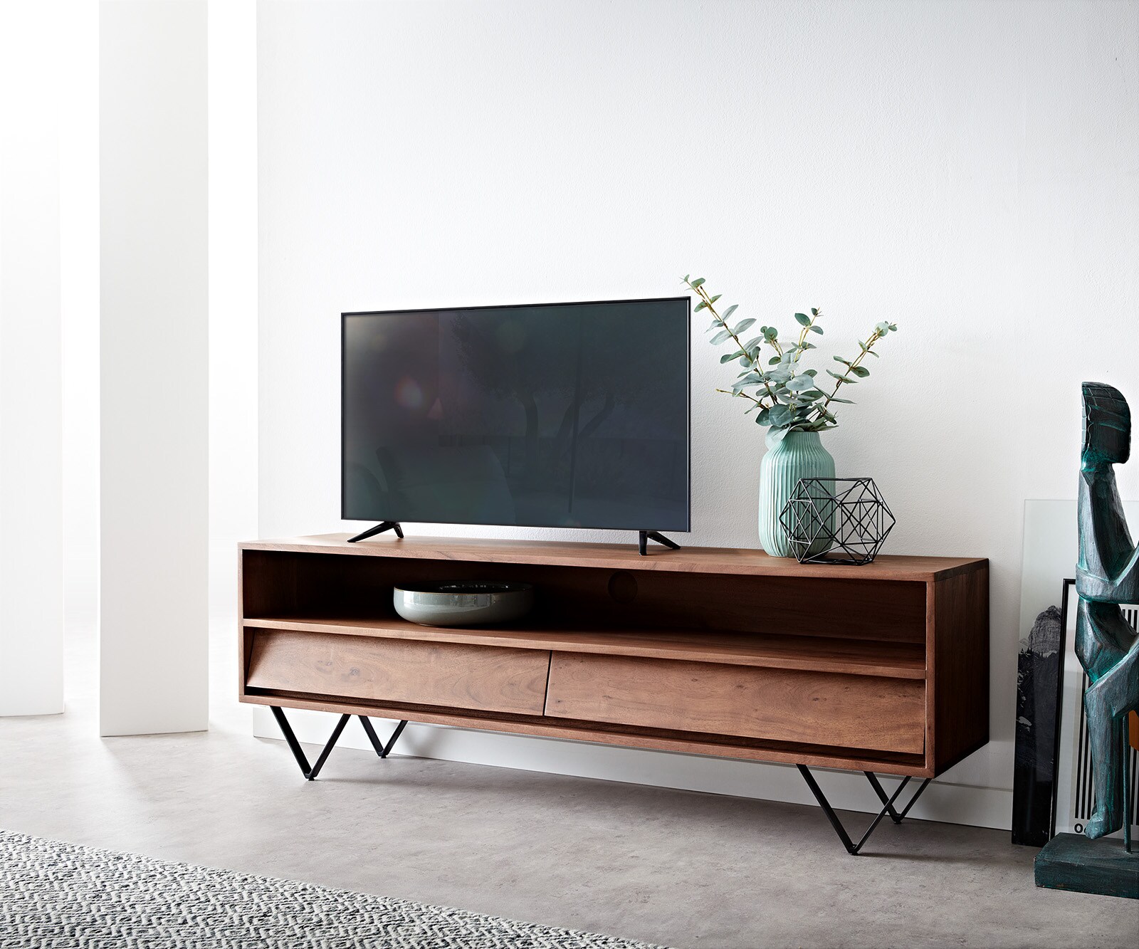 Meuble-tv Eloi acacia massif 3D-optique 3