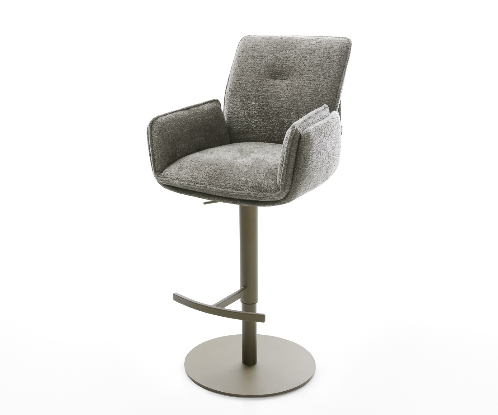 Chaise-de-bar Nela-Flex Bouclé doux Boue Pied pivotant réglable en hauteur couleur titane Couleur titane