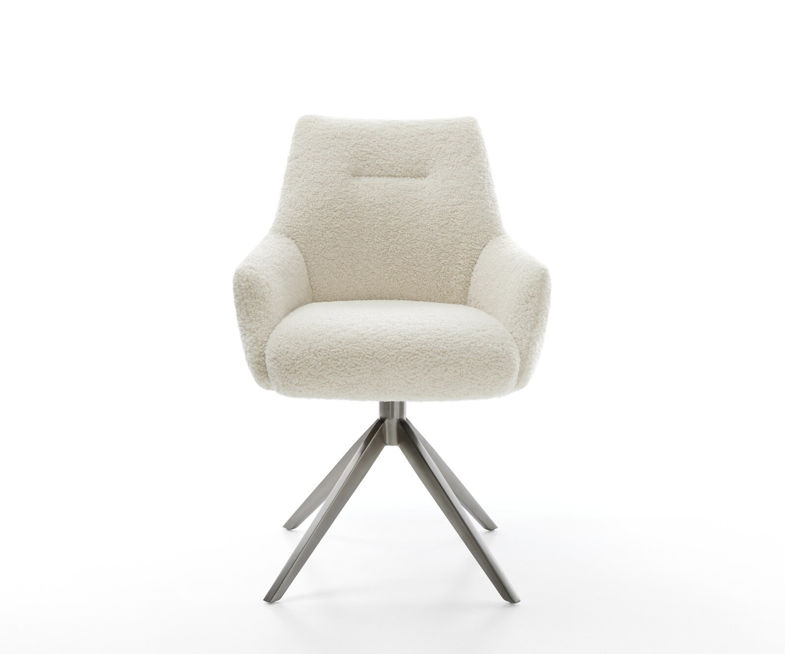 Chaise-pivotante Alja-Flex avec accoudoirs tissu teddy beige pied croisé large grafiete pivotement sur 360° fonction bascule resorts ensachés 2