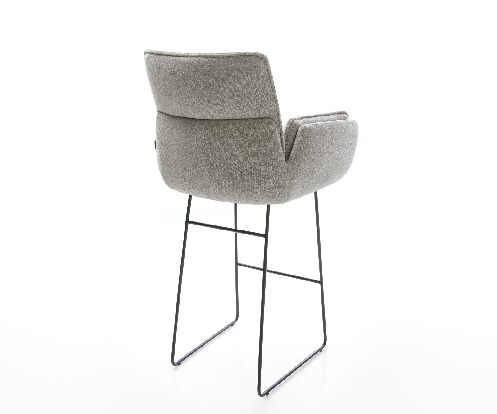 Chaise-de-bar Nela-Flex Tissu structuré doux Gris Pied trapèze noir Noir 4